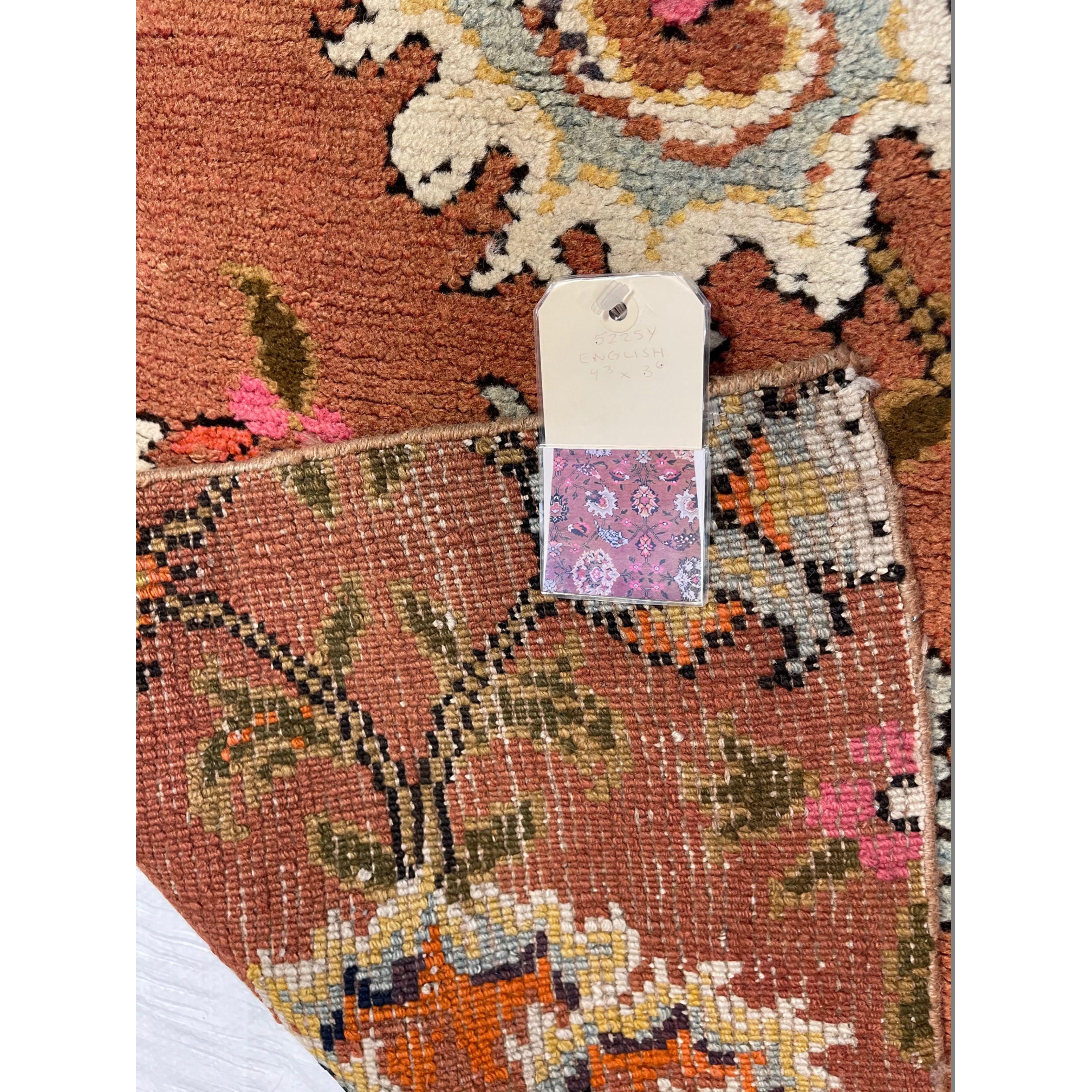 Asian 1920 Antique English Fragment Rug 3'6'' X 4'3'' For Sale