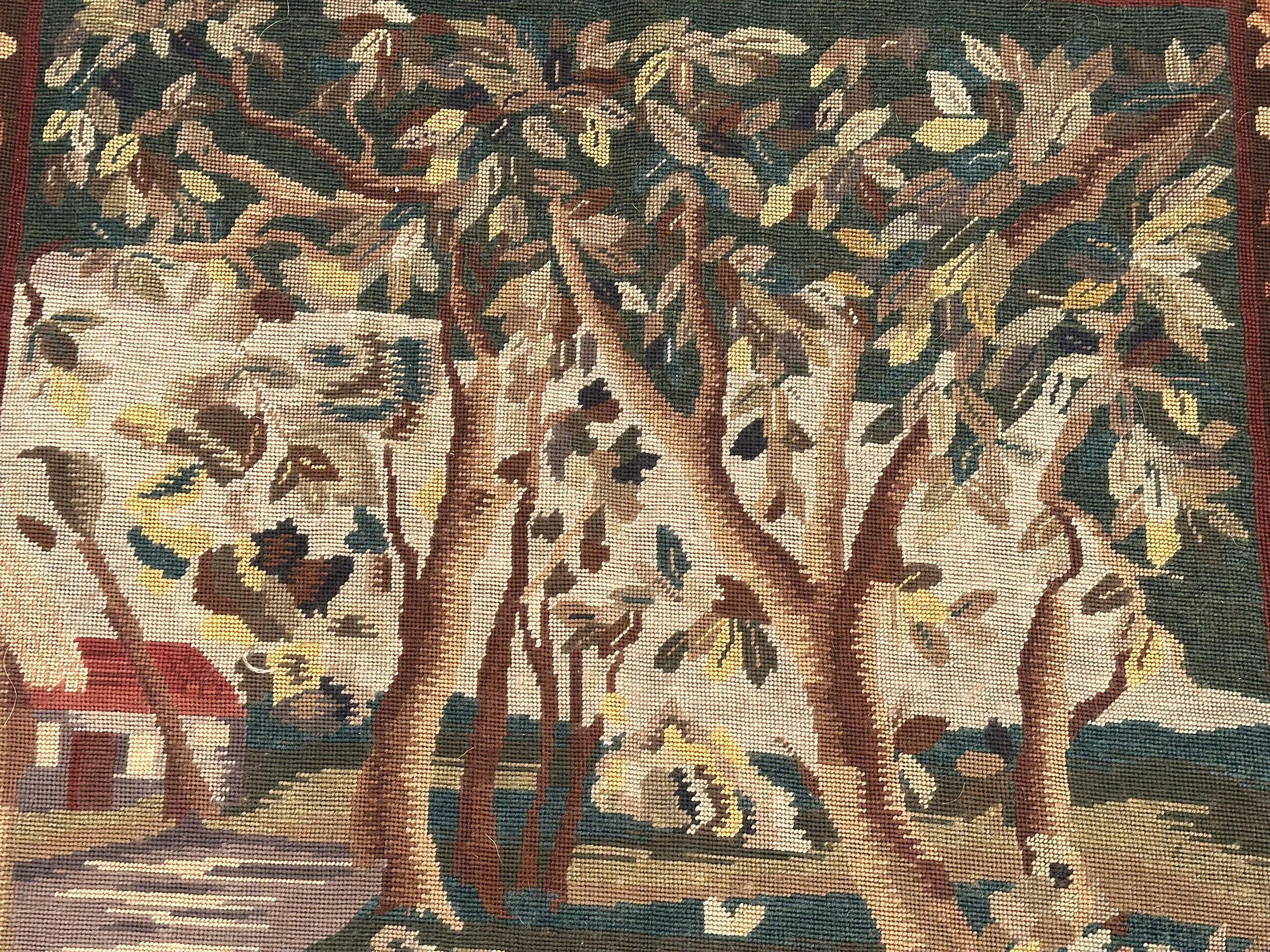 1920 Antiker englischer Gobelinstickerei-Wandteppich 3x5 3'3