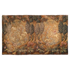 Antiker englischer Gobelinstickerei-Wandteppich aus Wolle und Seide, 3x5 82cm x 158cm, 1920