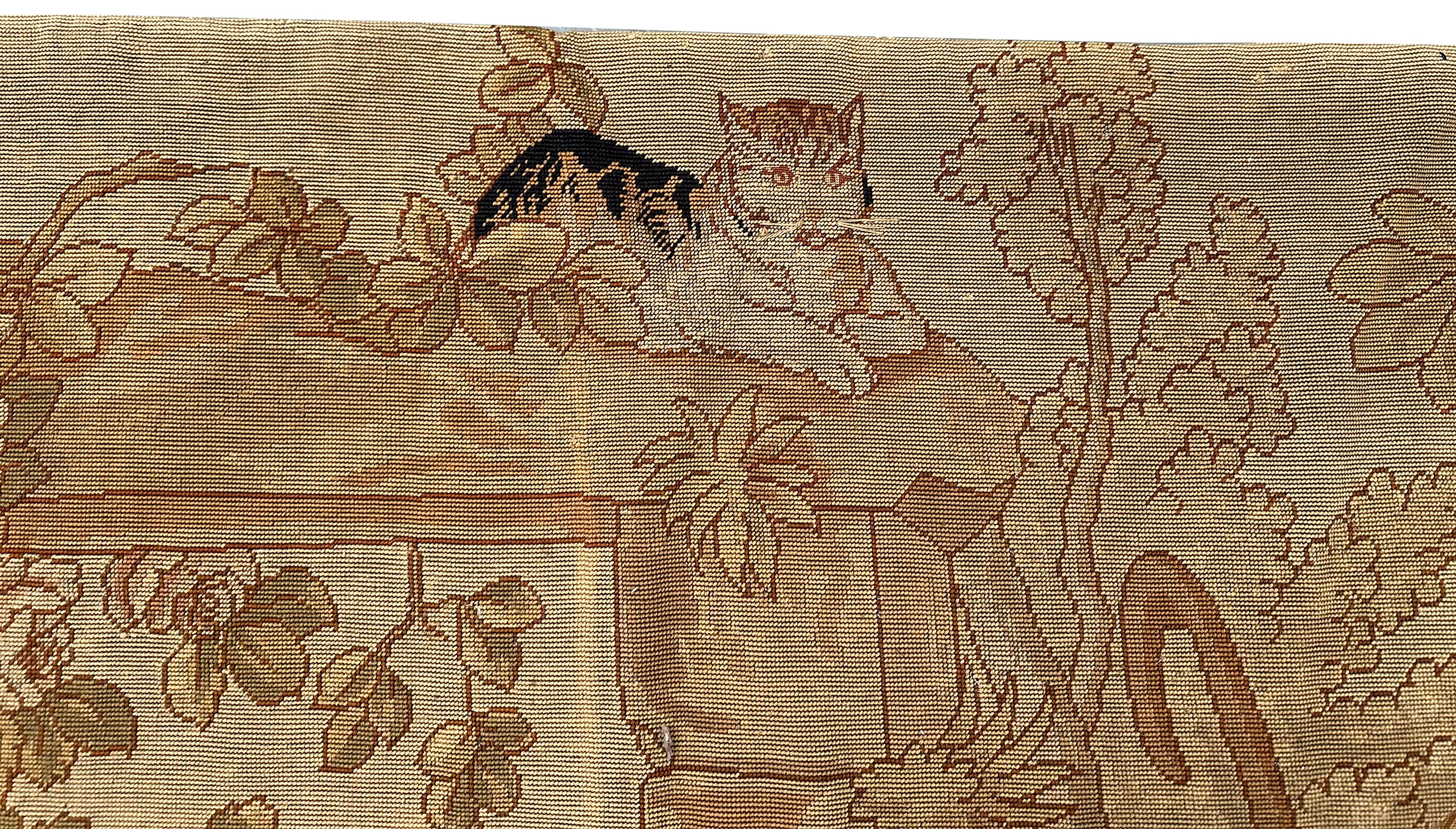 1920 Antique English Needlepoint Tapestry Wool & Silk 7x12ft 82cm x 158cm For Sale 4