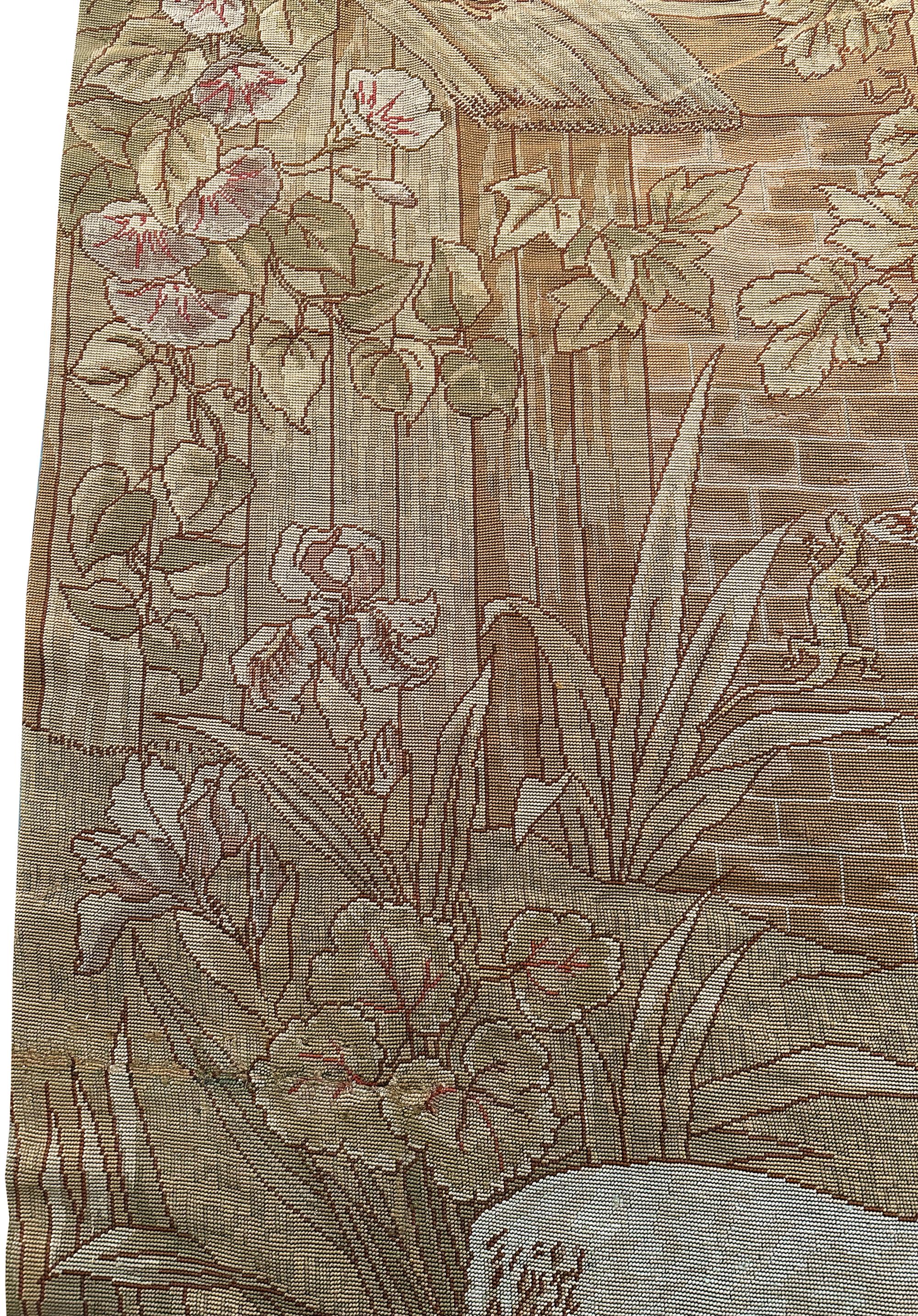 1920 Antique English Needlepoint Tapestry Wool & Silk 7x12ft 82cm x 158cm For Sale 5
