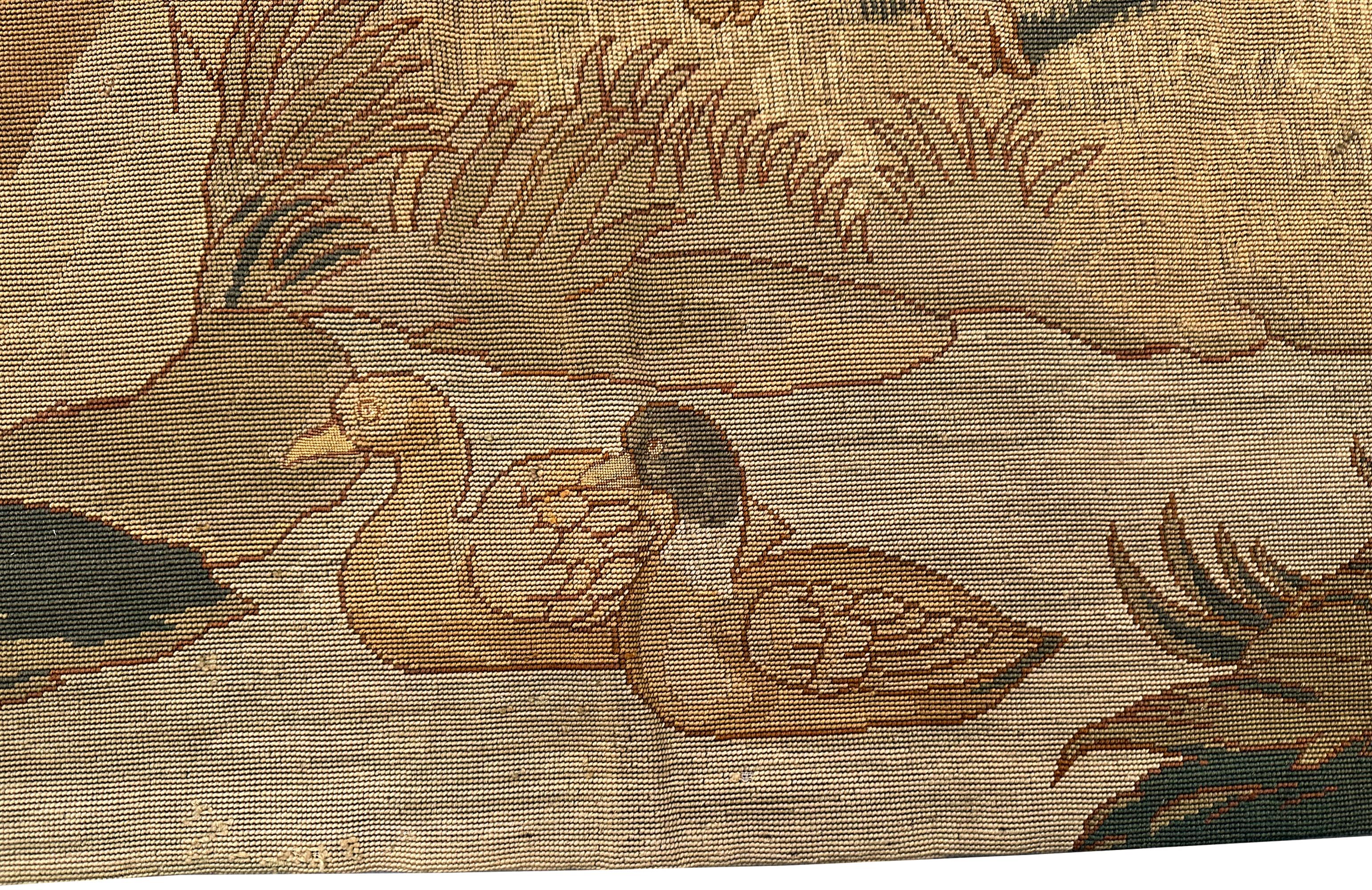 1920 Antique English Needlepoint Tapestry Wool & Silk 7x12ft 82cm x 158cm For Sale 6