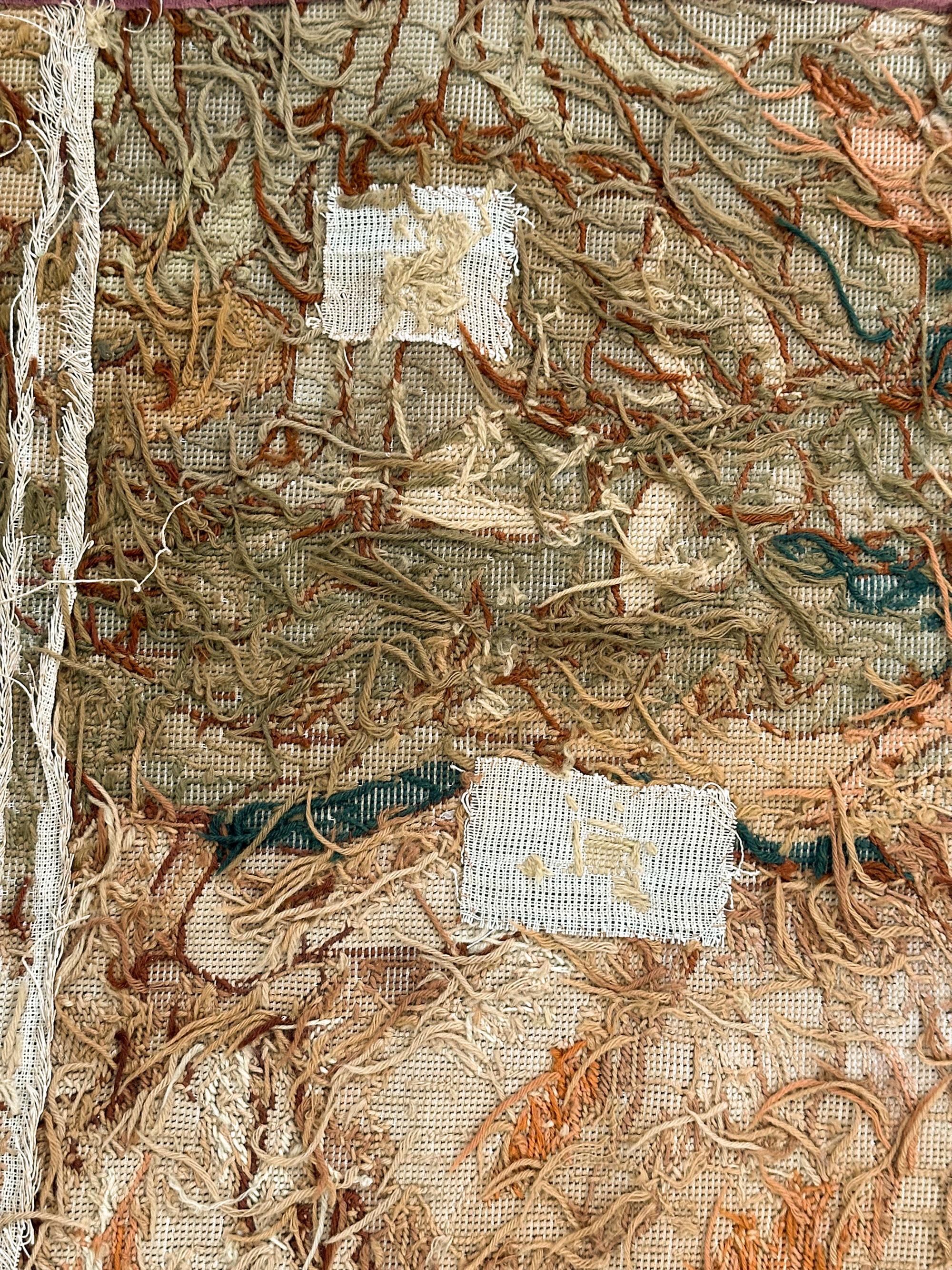 1920 Antique English Needlepoint Tapestry Wool & Silk 7x12ft 82cm x 158cm For Sale 10