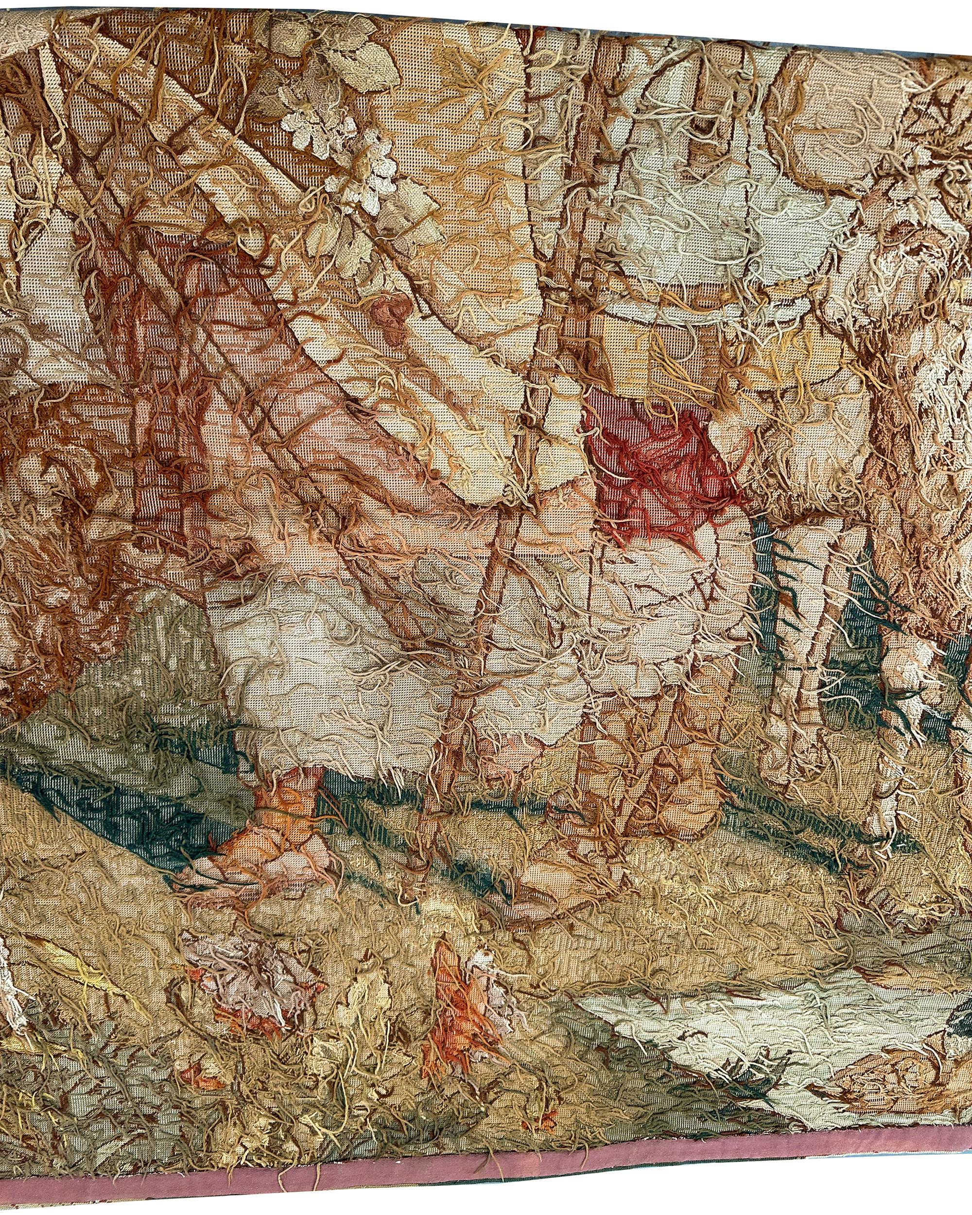 1920 Antique English Needlepoint Tapestry Wool & Silk 7x12ft 82cm x 158cm For Sale 11