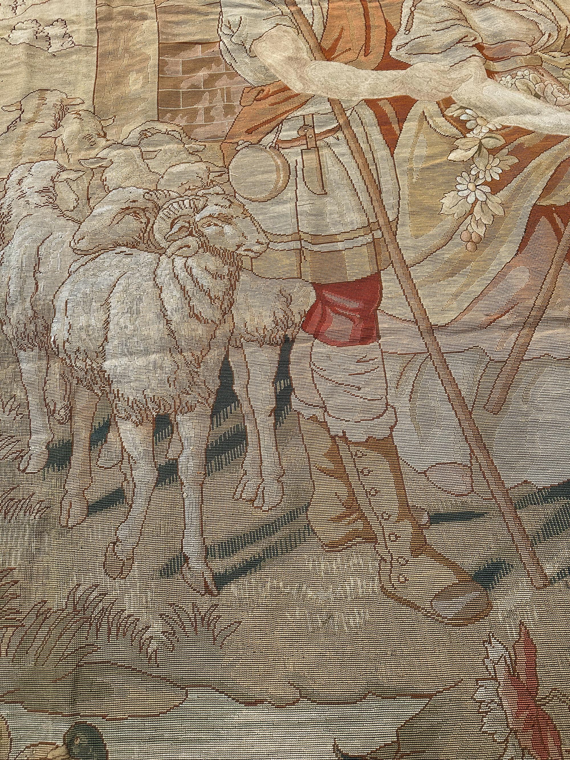 1920 Antique English Needlepoint Tapestry Wool & Silk 7x12ft 82cm x 158cm For Sale 1