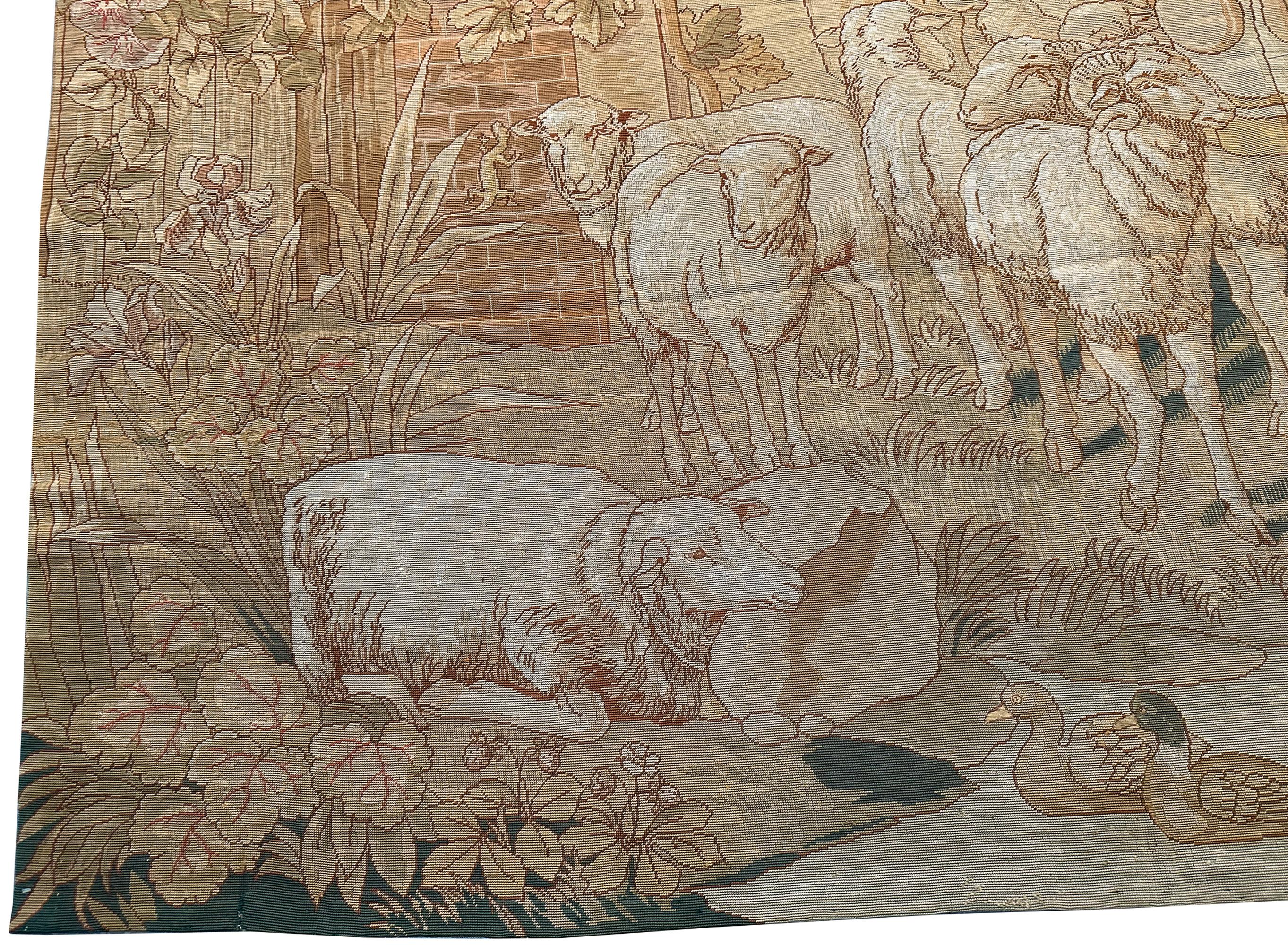 1920 Antique English Needlepoint Tapestry Wool & Silk 7x12ft 82cm x 158cm For Sale 2