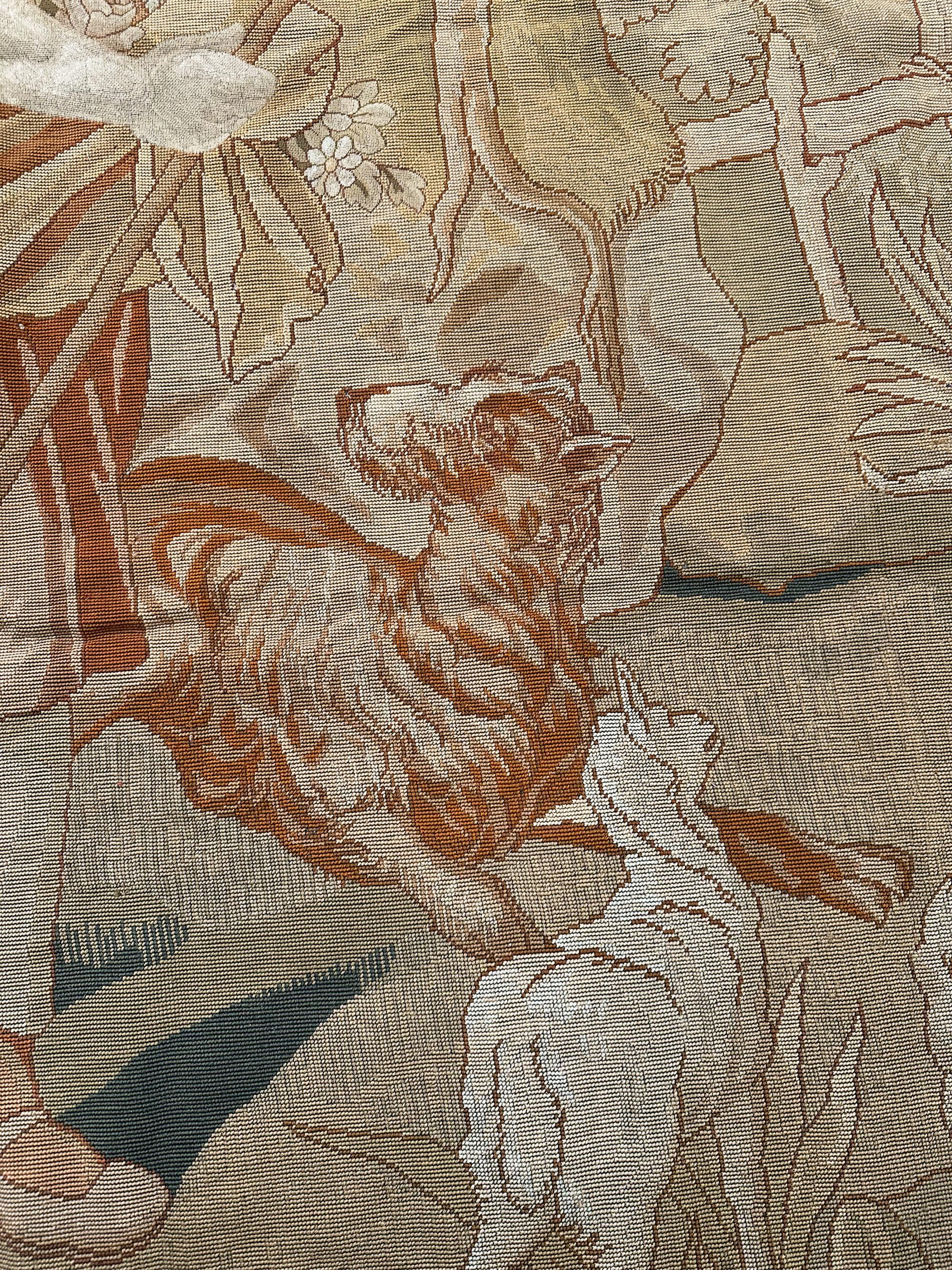 1920 Antique English Needlepoint Tapestry Wool & Silk 7x12ft 82cm x 158cm For Sale 3