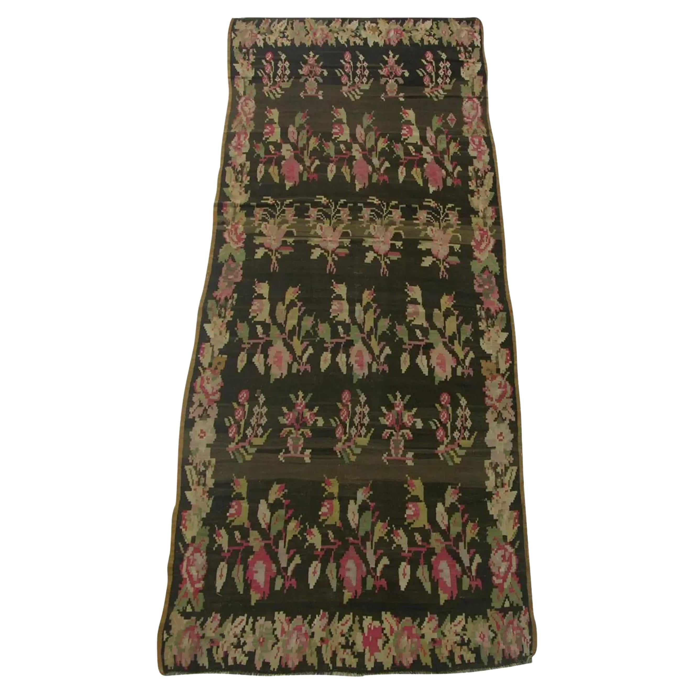 1920 Antique Floral Flat Weave Kilim