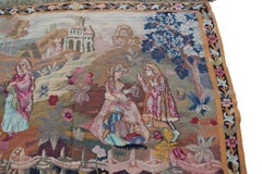 1920 Antique French Tapestry Scene Celebration Trees Handmade 4X5
