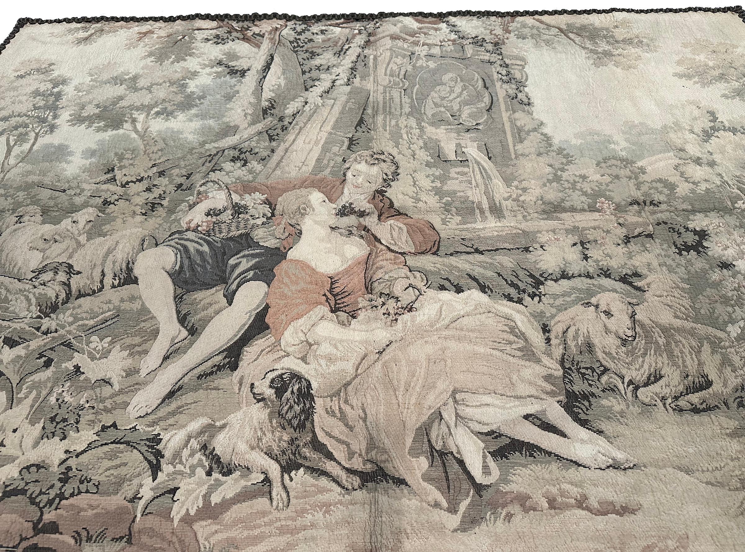 Seltene antike Französisch Wandteppich handgefertigte Wandteppich Blumen Verdure 6x8ft
4'1