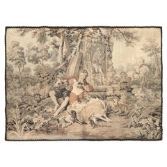 1920 Antiker französischer Wandteppich Verdure Fountain 4x6ft 125cm x 173cm