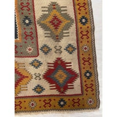 1920 Antiker geometrischer Medaillon-Stil Flachgewebe-Kilim
