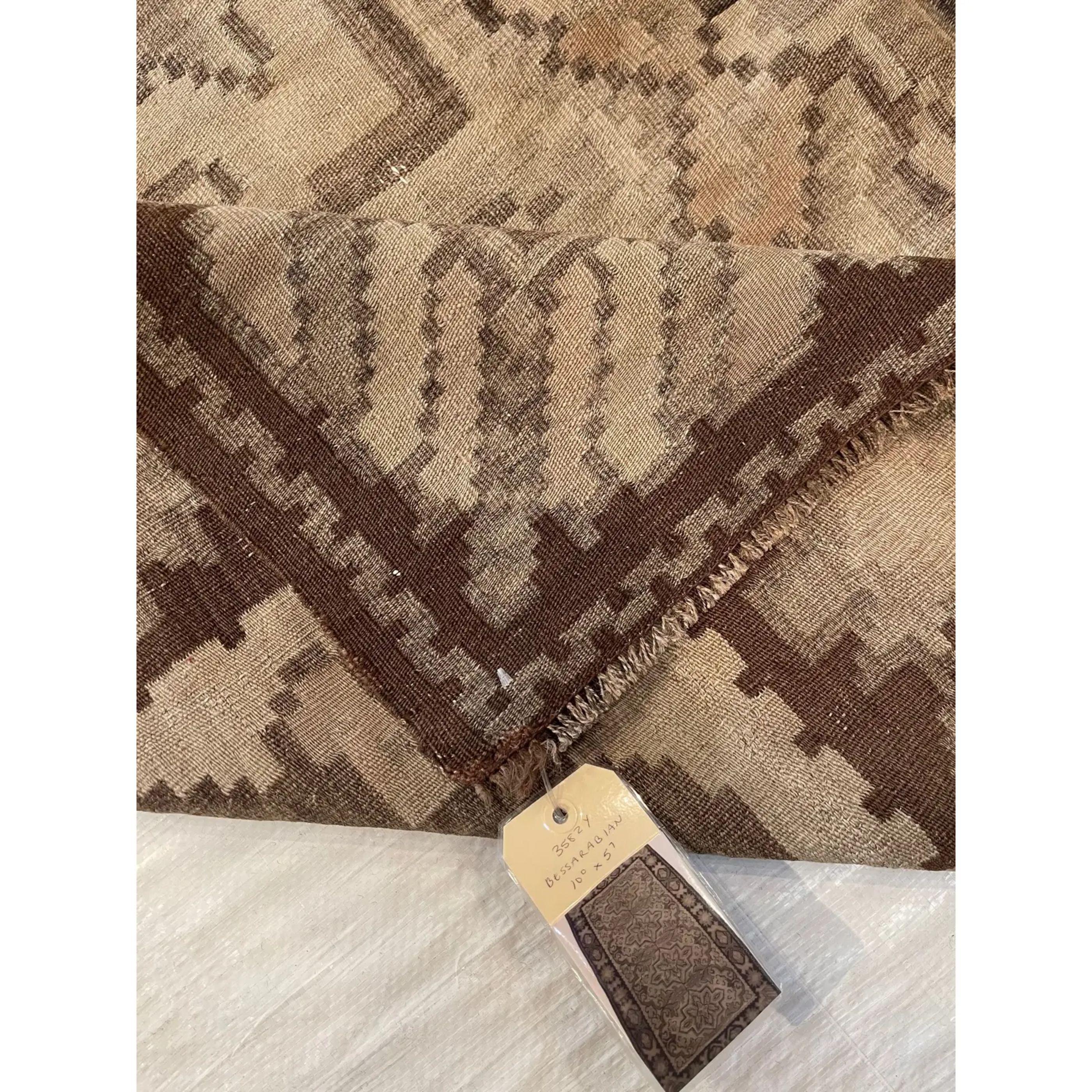 Russian 1920 Antique Muted Style Flat Weave Kilim For Sale
