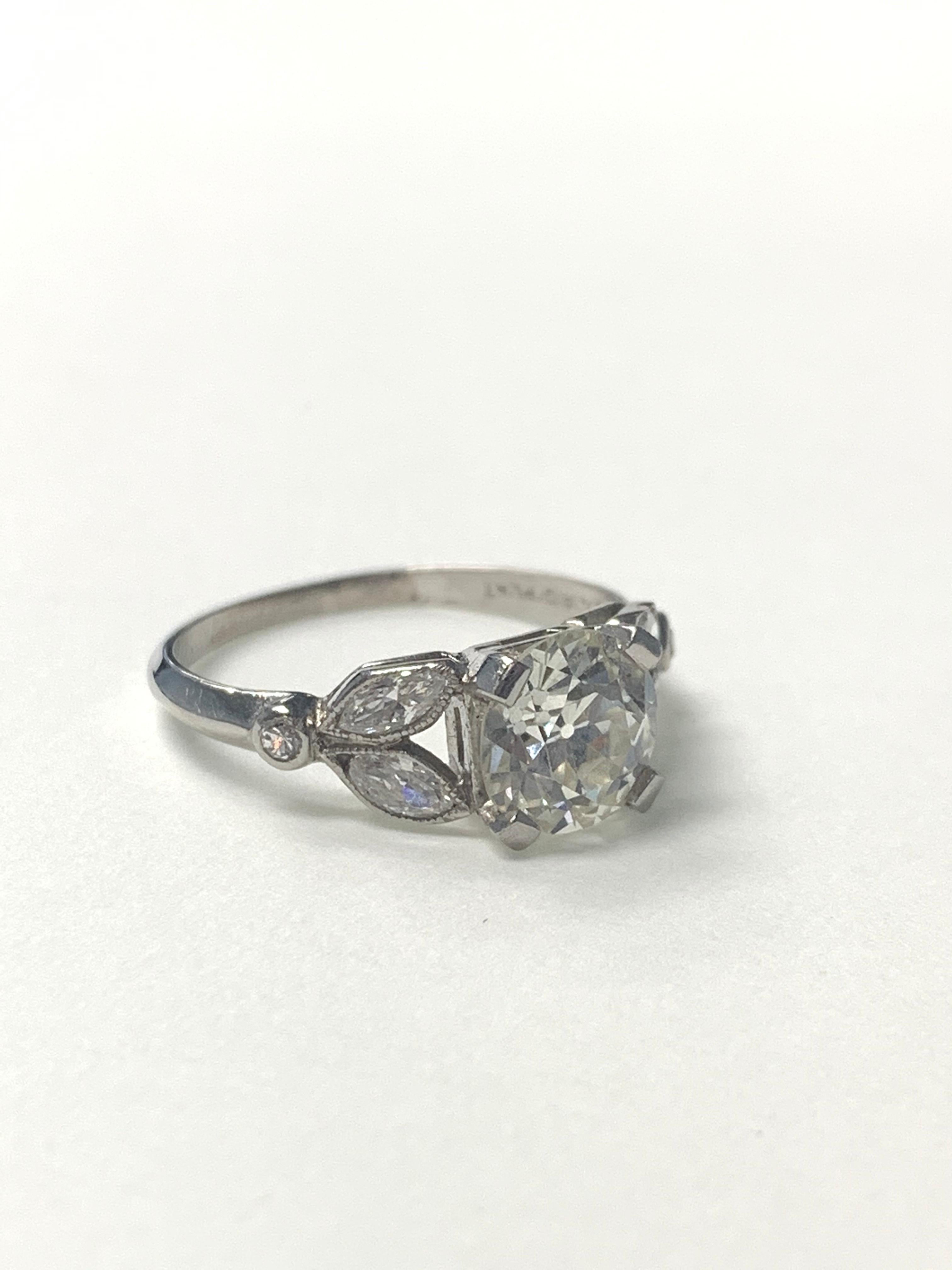 1920 Antique Old European Cut Diamond Ring in Platinum For Sale at ...