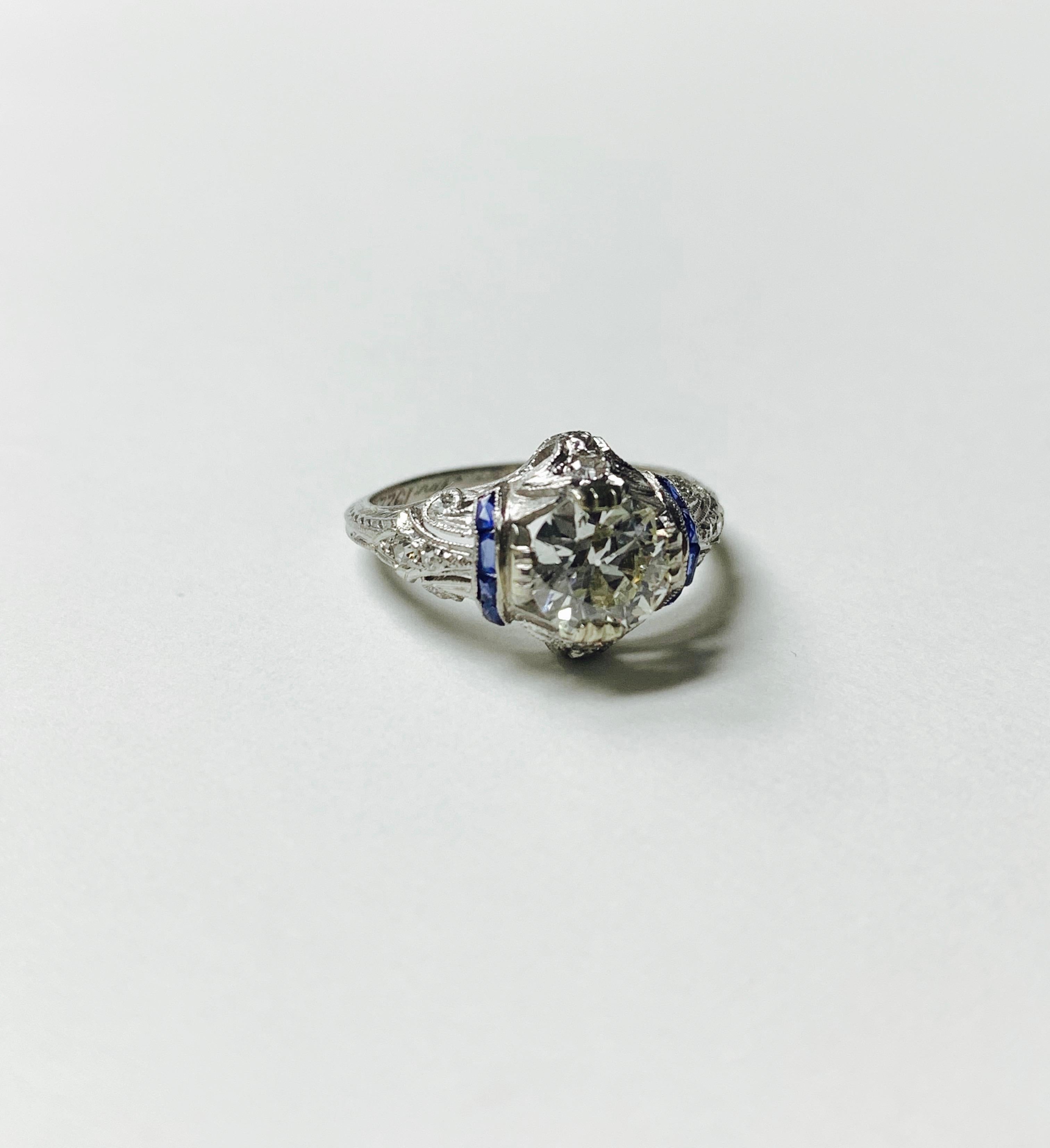 1920 Antiker Diamantring mit altem europäischem Schliff in Platin 1