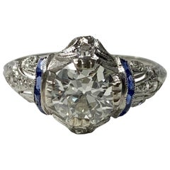 1920 Antiker Diamantring mit altem europäischem Schliff in Platin