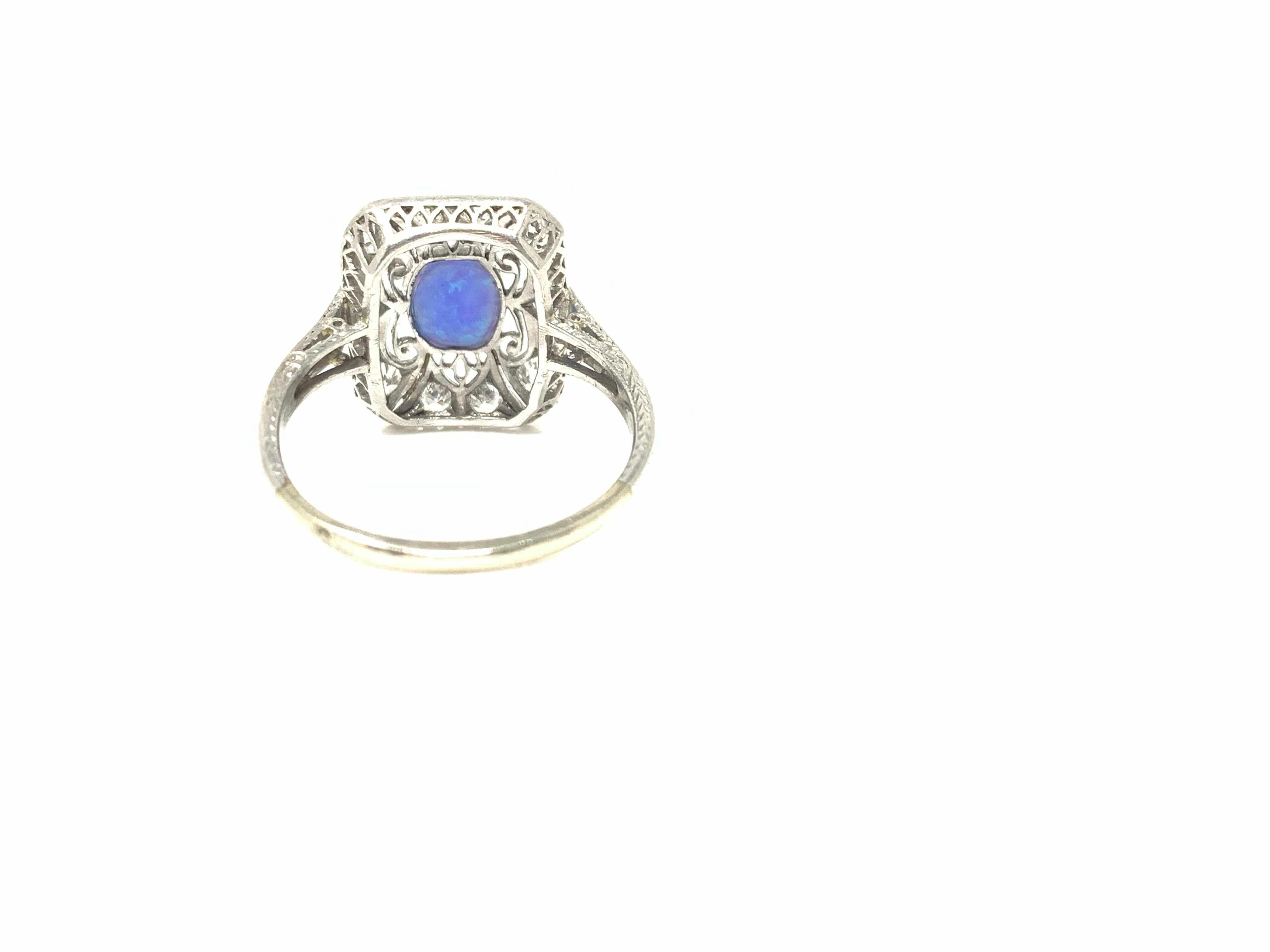 1920 Antique Opal And Diamond Ring in Platinum 1