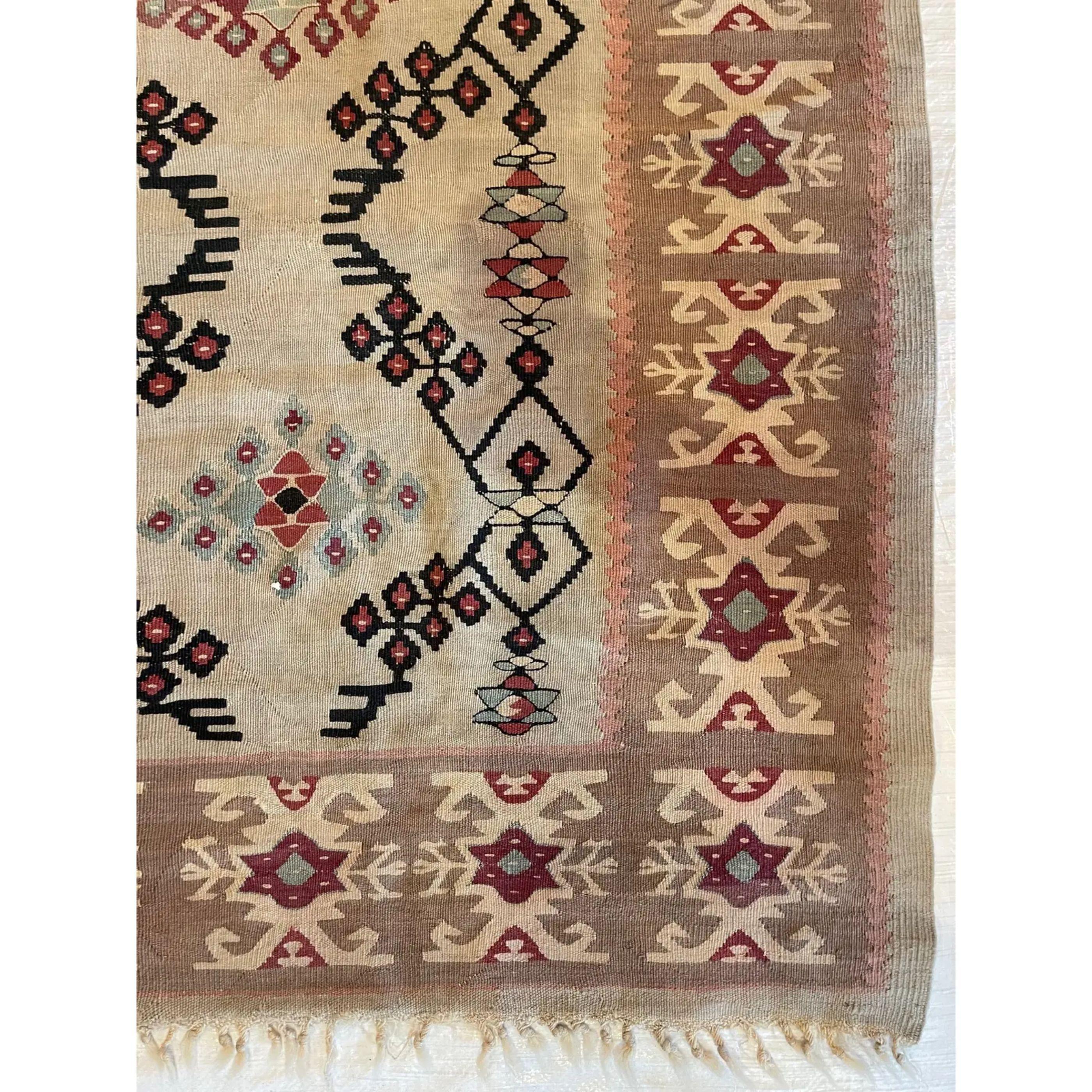 Bessarabian 1920 Antique Patterned Flat Weave Kilim For Sale