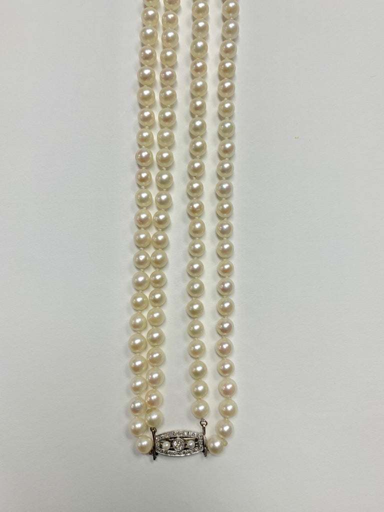 1920 Antique Pearl and Diamond Necklace in Platinum For Sale at 1stDibs