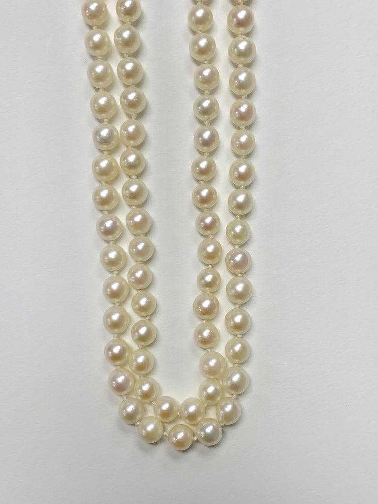 1920 Antique Pearl and Diamond Necklace in Platinum For Sale at 1stDibs
