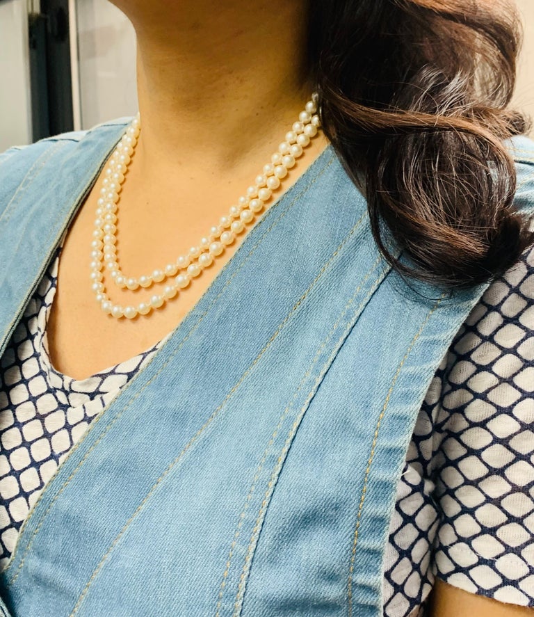 1920 Antique Pearl and Diamond Necklace in Platinum For Sale at 1stDibs