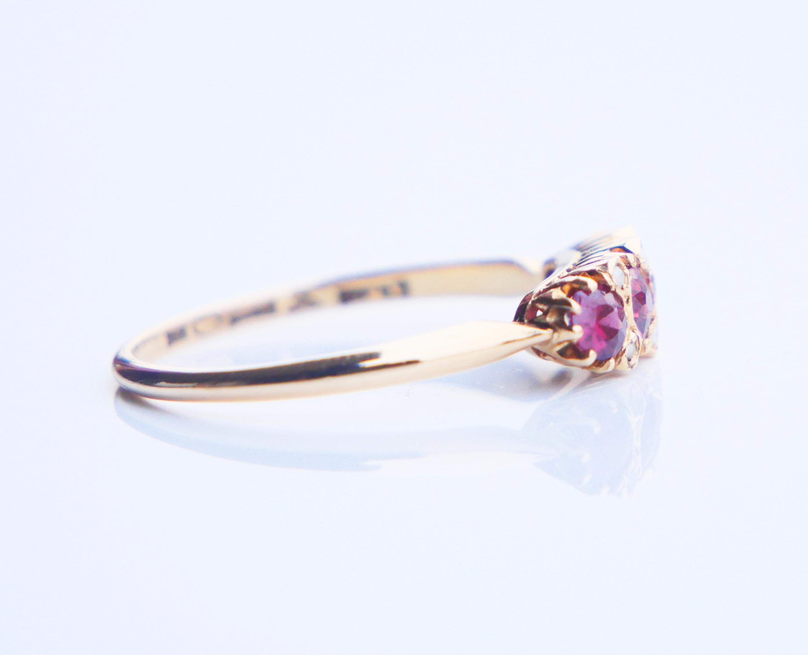 1920 Antiker Ring Rubellit Saatperlen massiv 18K Gold Ø US7 / 1.8 gr. im Angebot 6