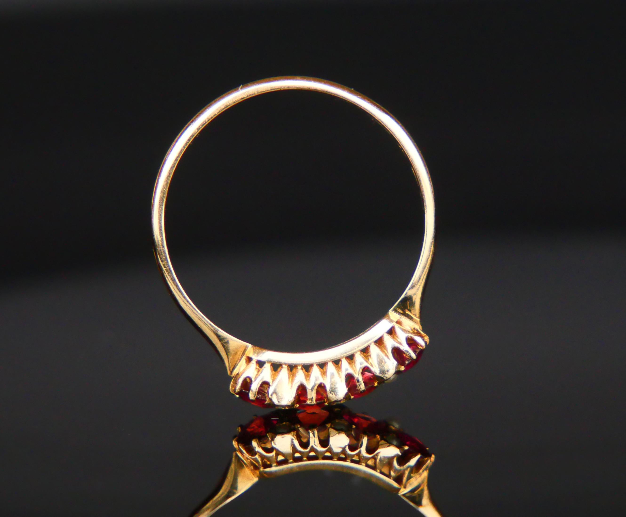1920 Antiker Ring Rubellit Saatperlen massiv 18K Gold Ø US7 / 1.8 gr. Damen im Angebot