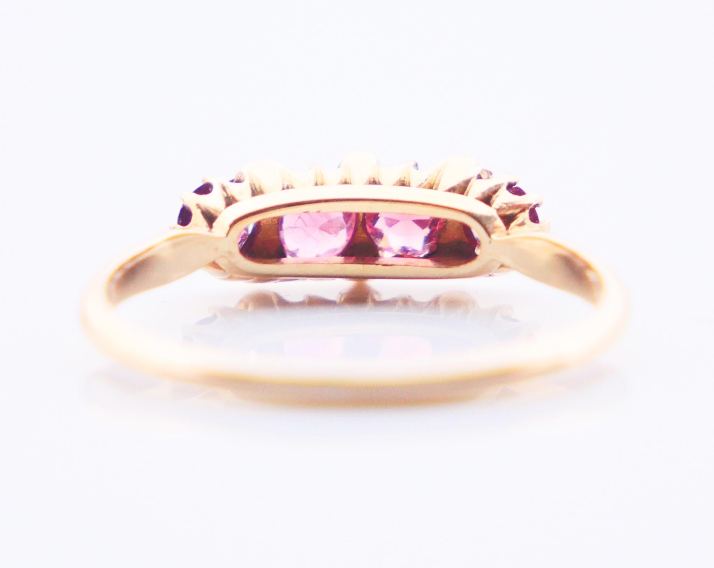 1920 Antiker Ring Rubellit Saatperlen massiv 18K Gold Ø US7 / 1.8 gr. im Angebot 4