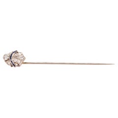 1920 Art Deco 14K White Gold/Platinum Diamond Sapphire Stick Pin