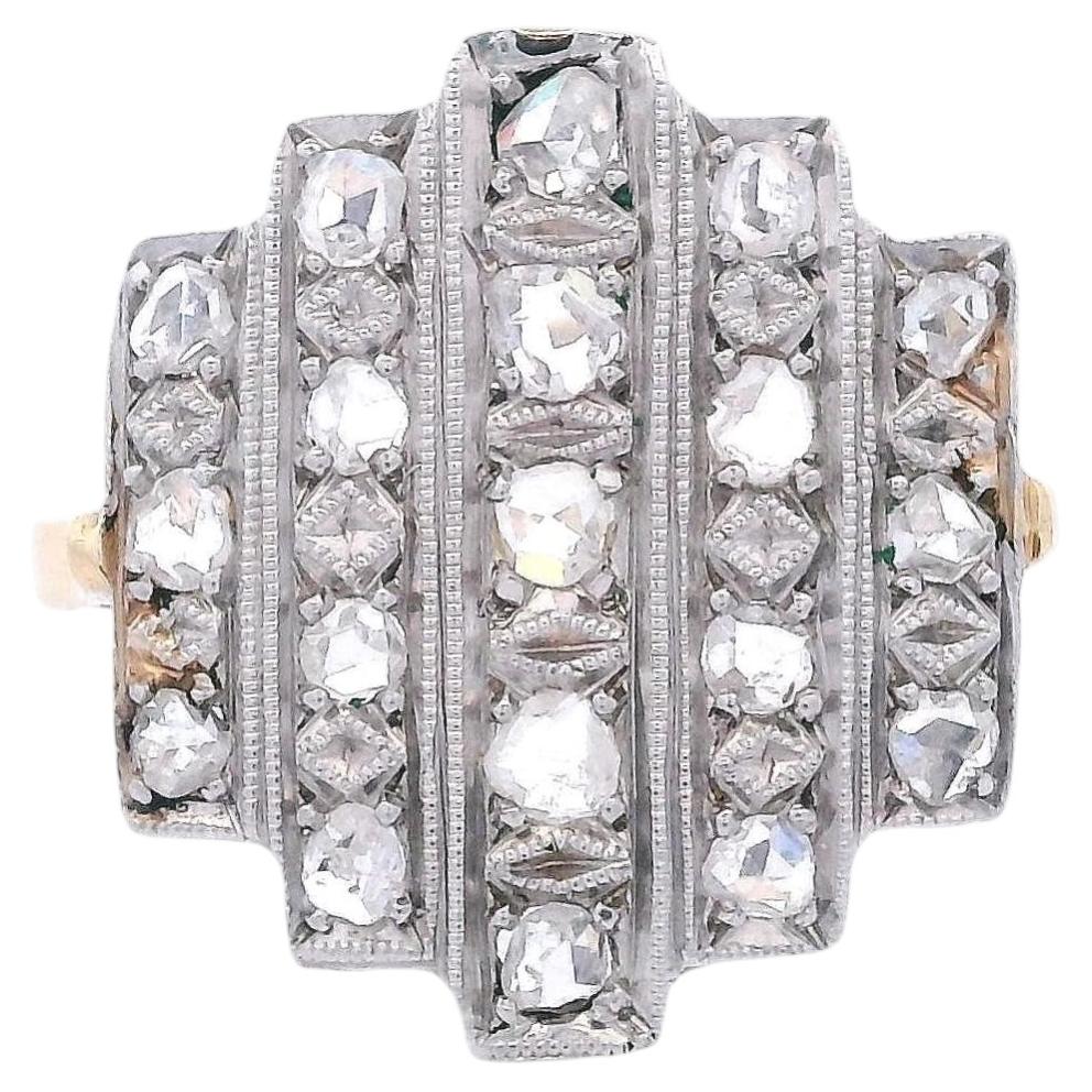 1920 Art Deco 18kt yellow Gold & Platinum Diamonds Ring For Sale