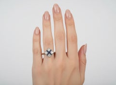 1920 Art Deco 18kt yellow Gold Ring with Diamonds & Sapphires