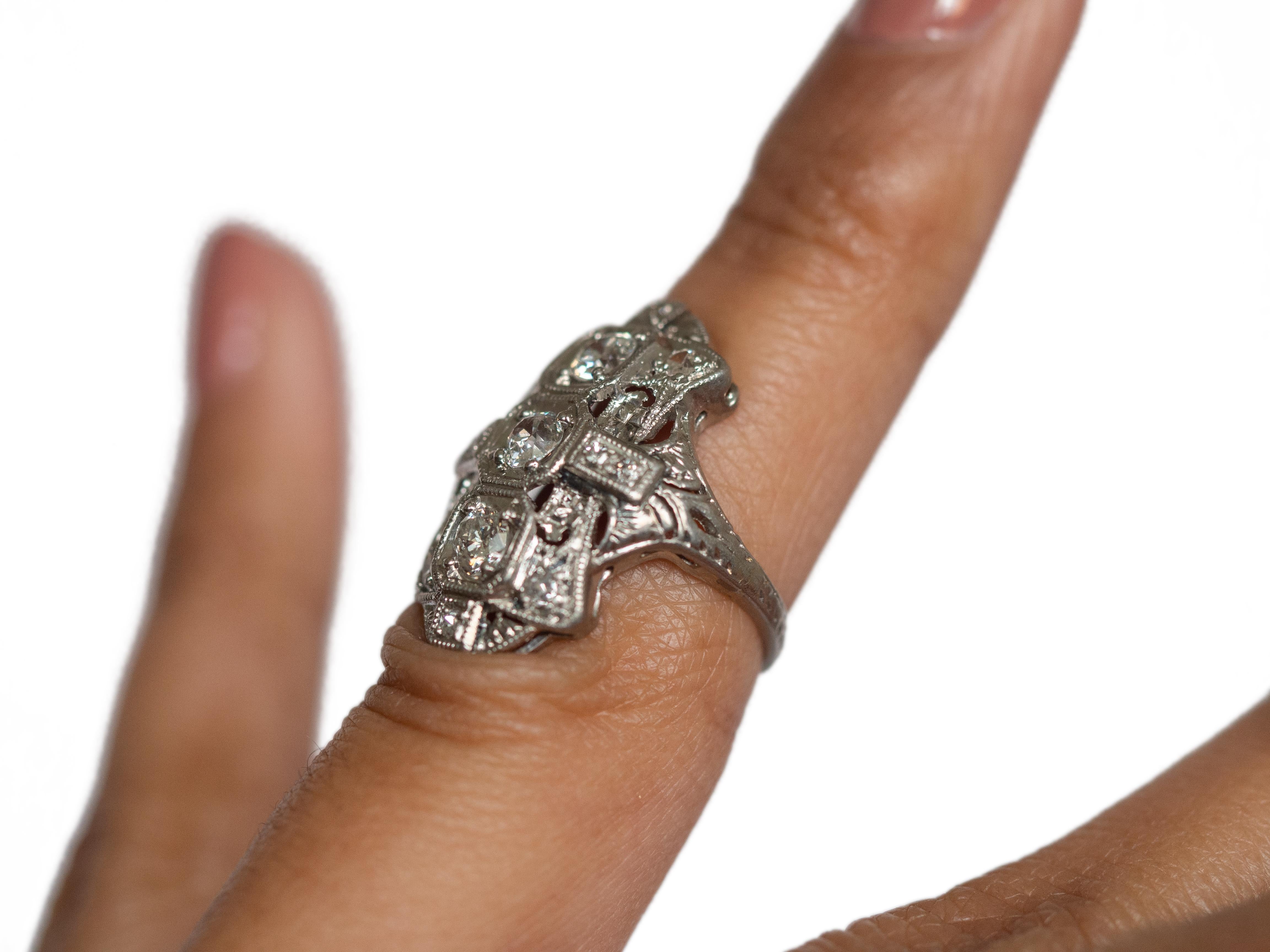 Old European Cut .50 Carat Diamond Platinum Engagement Ring For Sale
