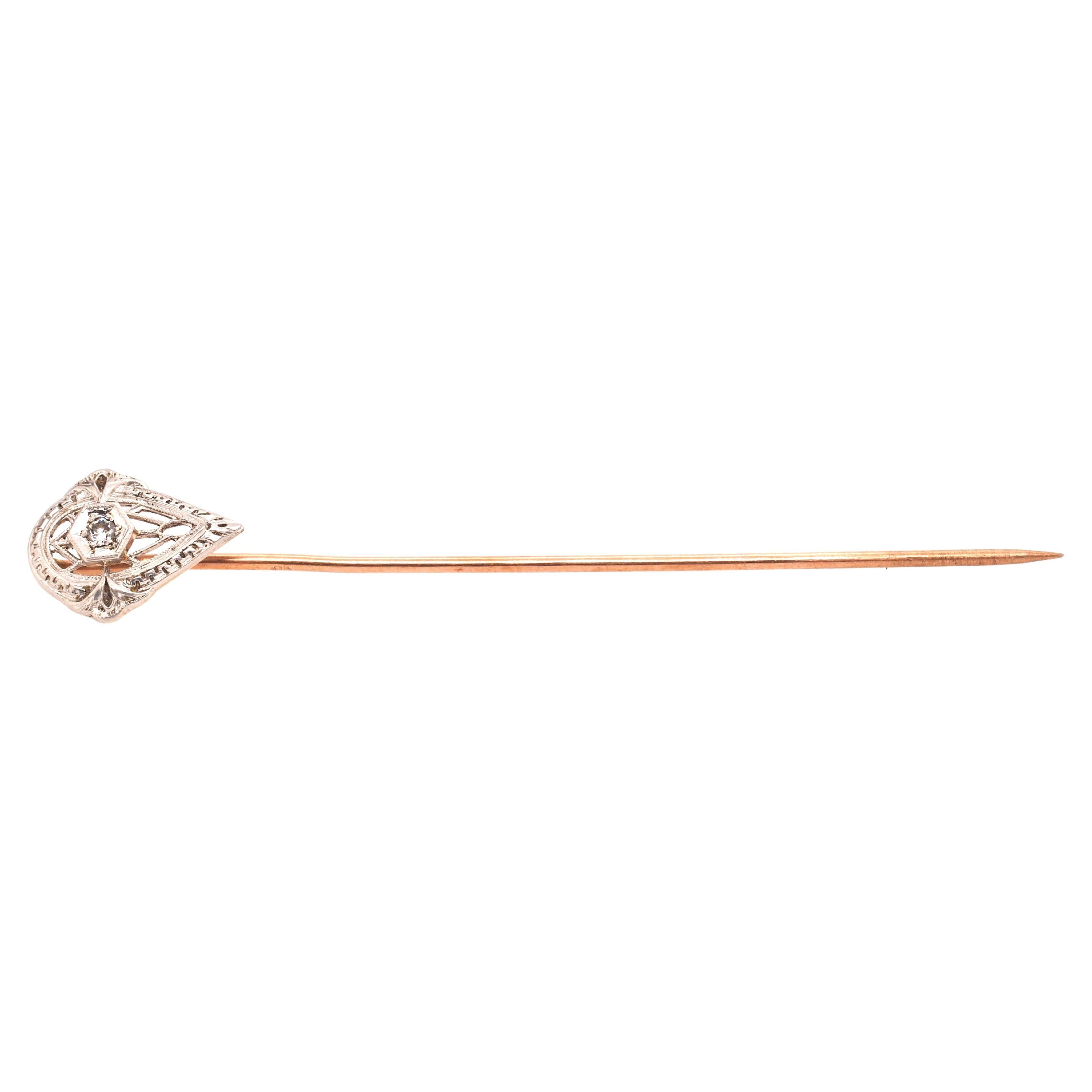1920 Art Deco Diamond Pear Shape Pin