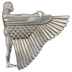 1920 Art Deco Egyptian Revival Goddess Isis 2.5" 800 Silver Brooch