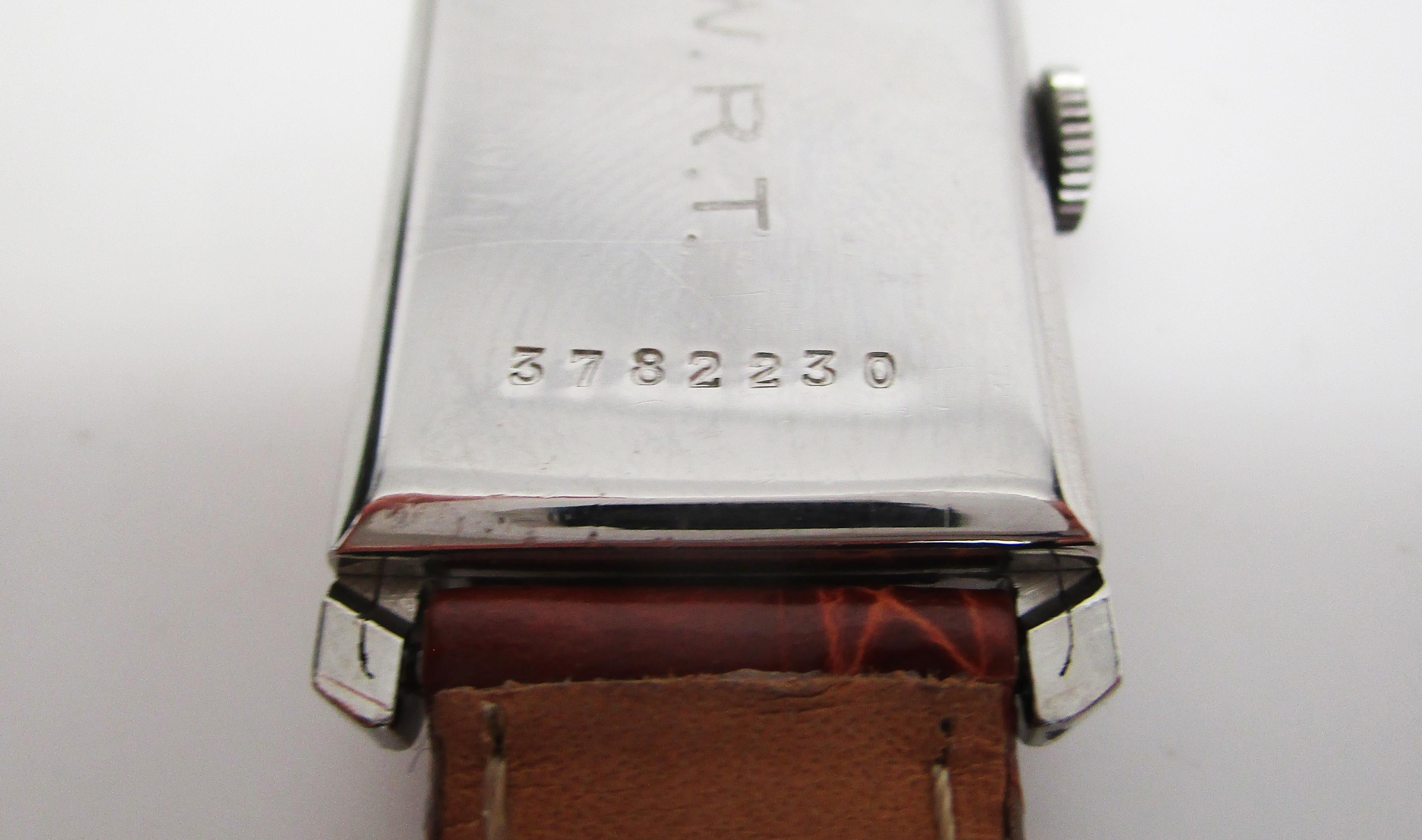 1920 Art Deco J E Caldwell Stainless Steel Prince Doctor’s Watch Leather Strap 5