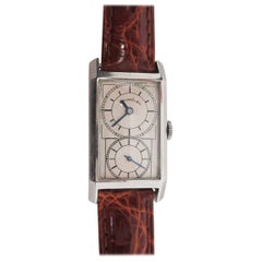Antique 1920 Art Deco J E Caldwell Stainless Steel Prince Doctor’s Watch Leather Strap