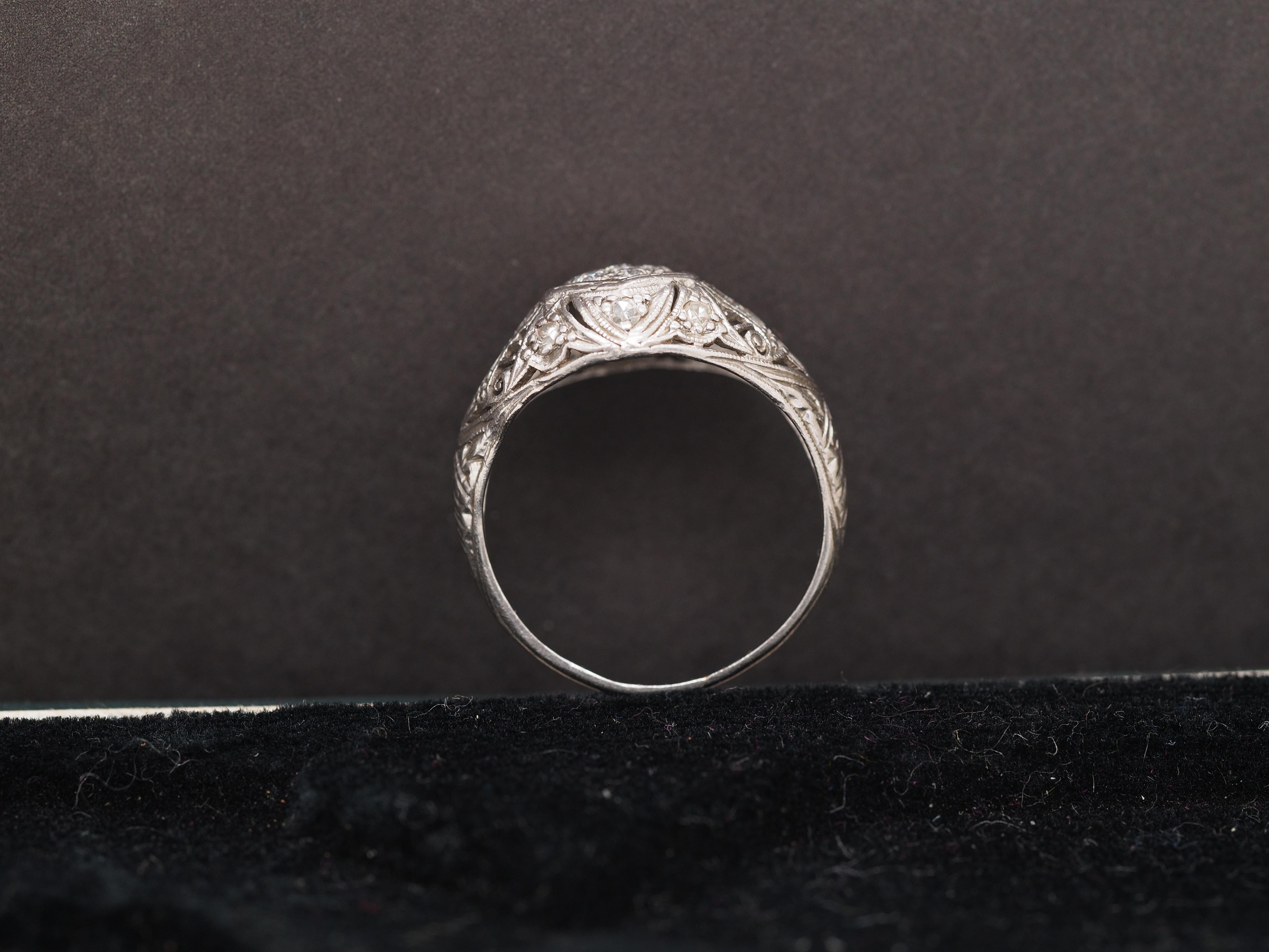 1920 Art Deco Platinum Diamond Engagement Ring For Sale 1
