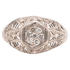 Antique 1920 Art Deco Platinum Diamond Engagement Ring