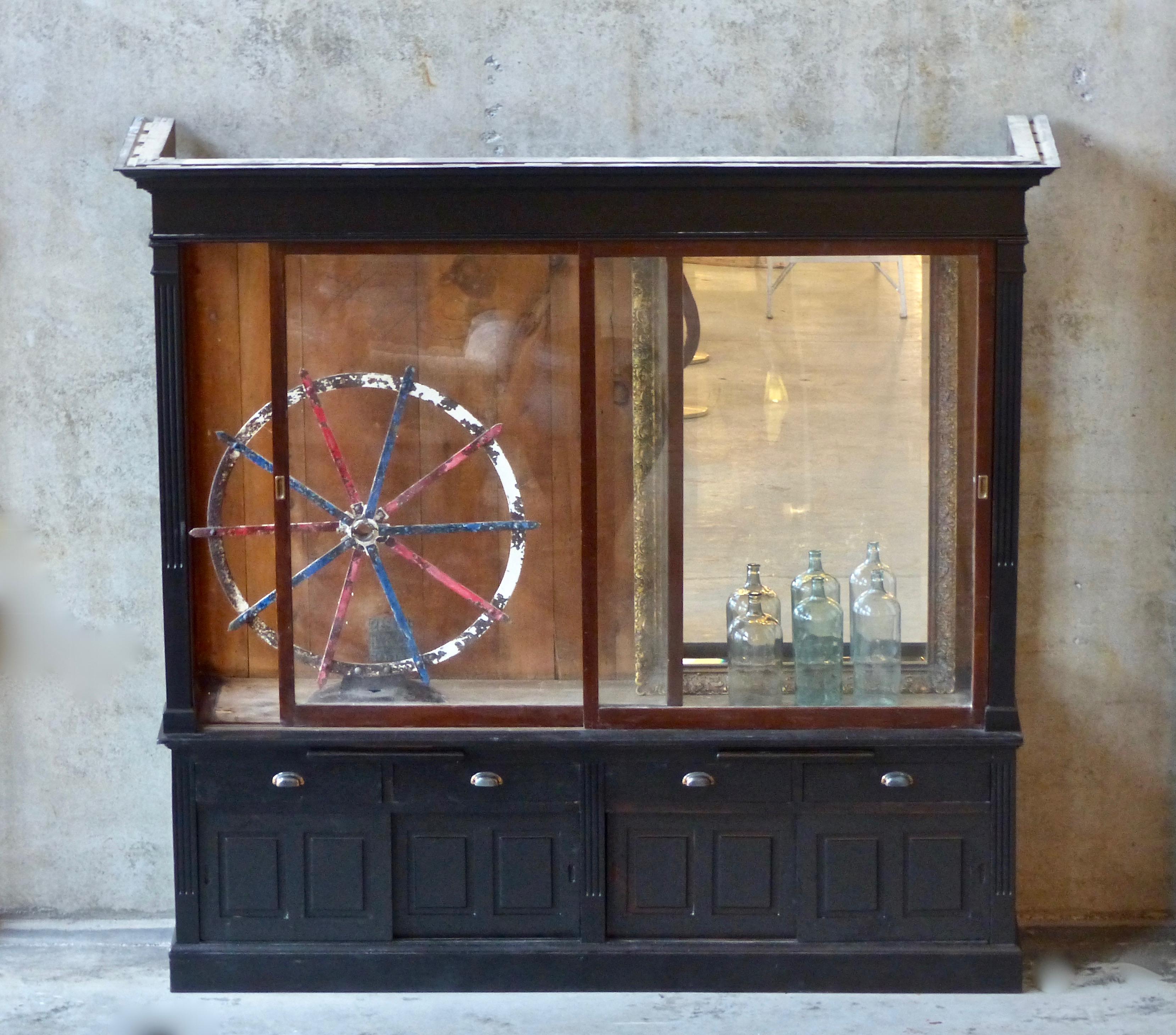 Glass 1920 Art Deco Retail Mercantile Store Display Cabinet
