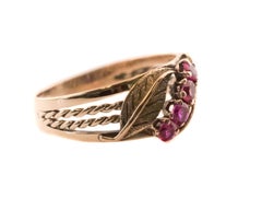 1920 Art Deco Ruby and 14 Karat Rose Gold Engagement Ring
