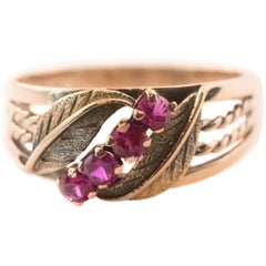1920 Art Deco Ruby and 14 Karat Rose Gold Engagement Ring