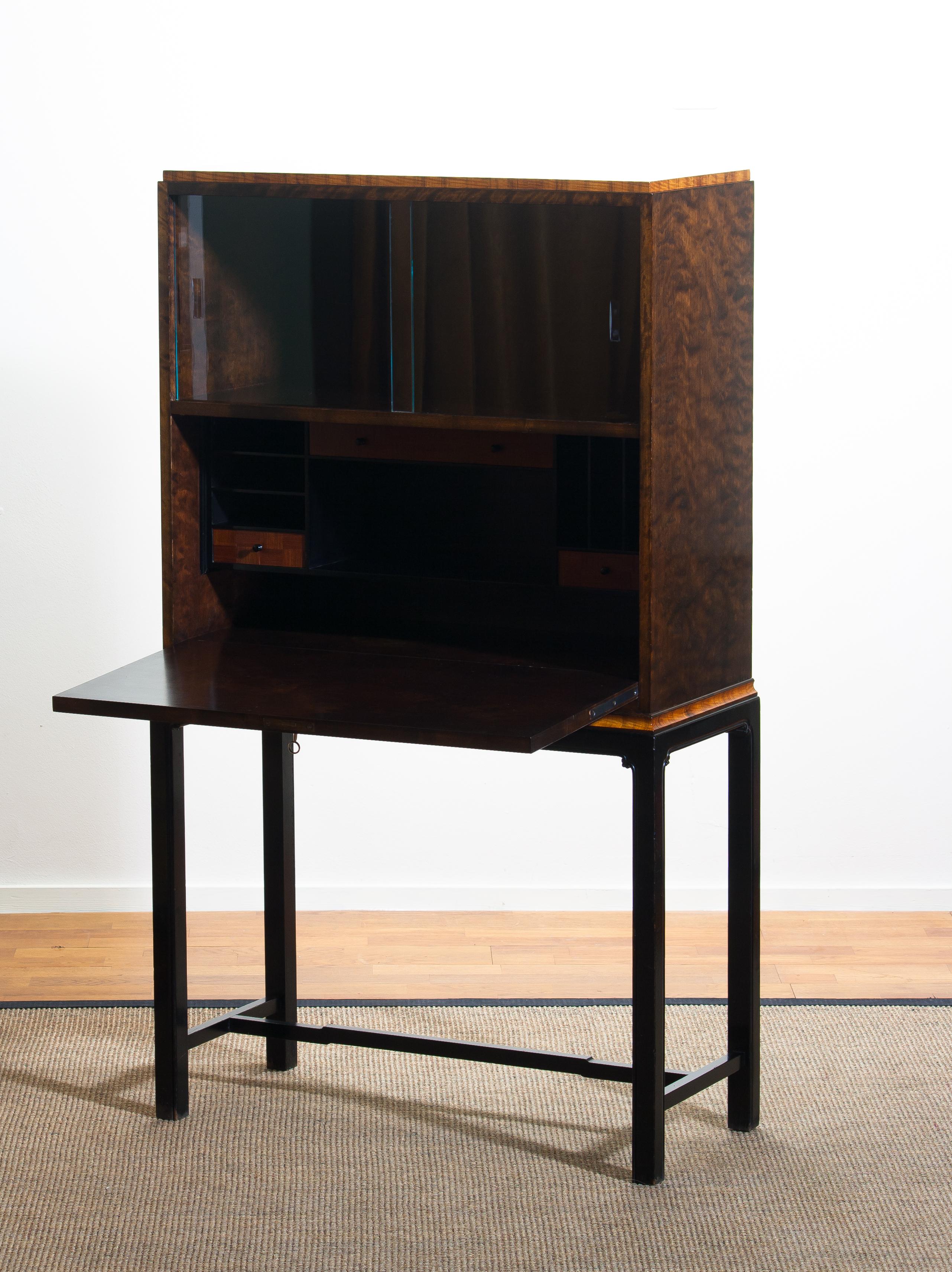 1920, Art Deco Secretaire/High Boy by Axel Einar Hjorth for Nordiska Kompaniet In Good Condition In Silvolde, Gelderland