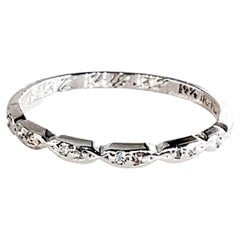 Art Deco Slim Diamond Wedding Anniversary Platinum Band Ring, 1920