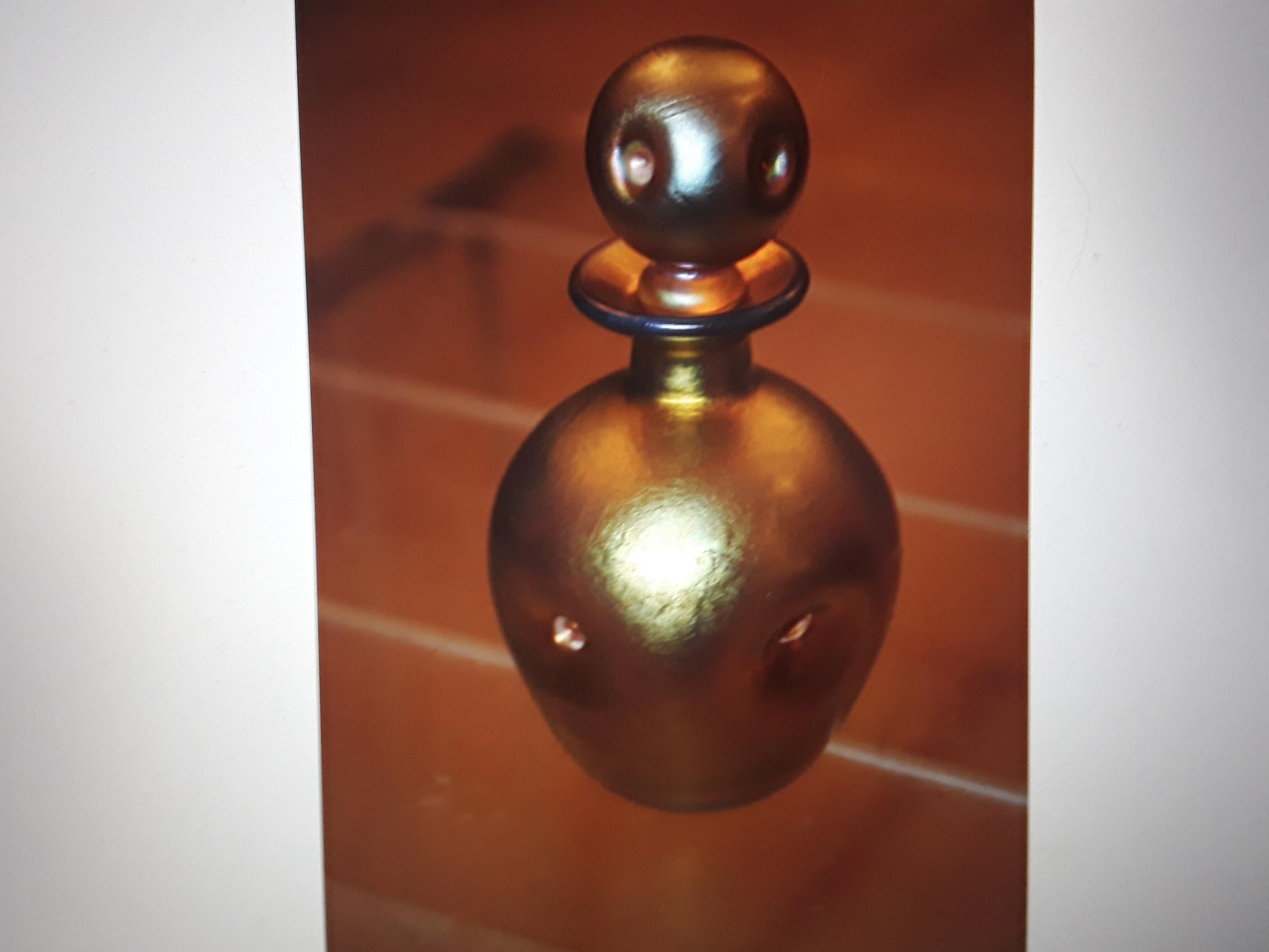 Art Glass 1920' Art Deco Steuben Glass Era Gold [Aurene Type] Perfume Bottle with Dauber For Sale