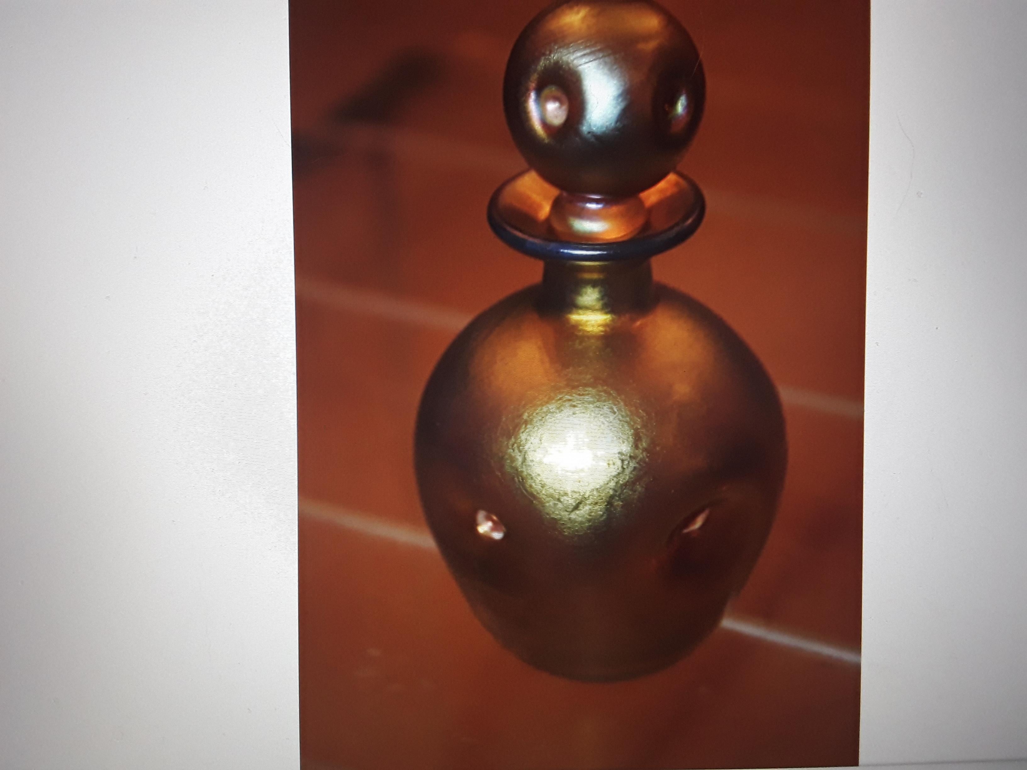 1920' Art Deco Steuben Glass Era Gold [Aurene Type] Perfume Bottle with Dauber For Sale 2