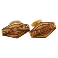 1920 Art Deco Whiteside and Blank 14 Karat Yellow Gold Cufflinks