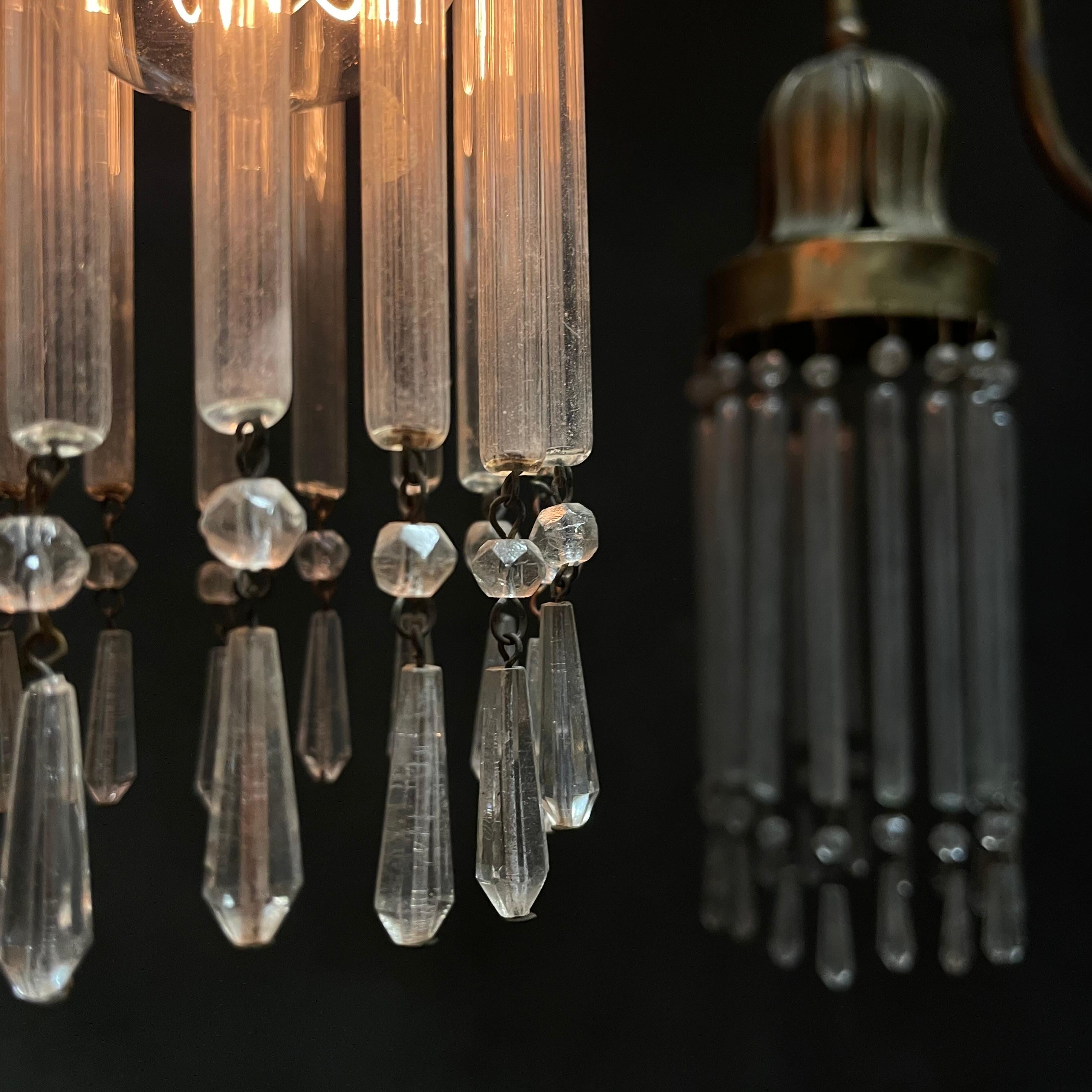 Canadian 1920 Art nouveau crystal sconce lights For Sale