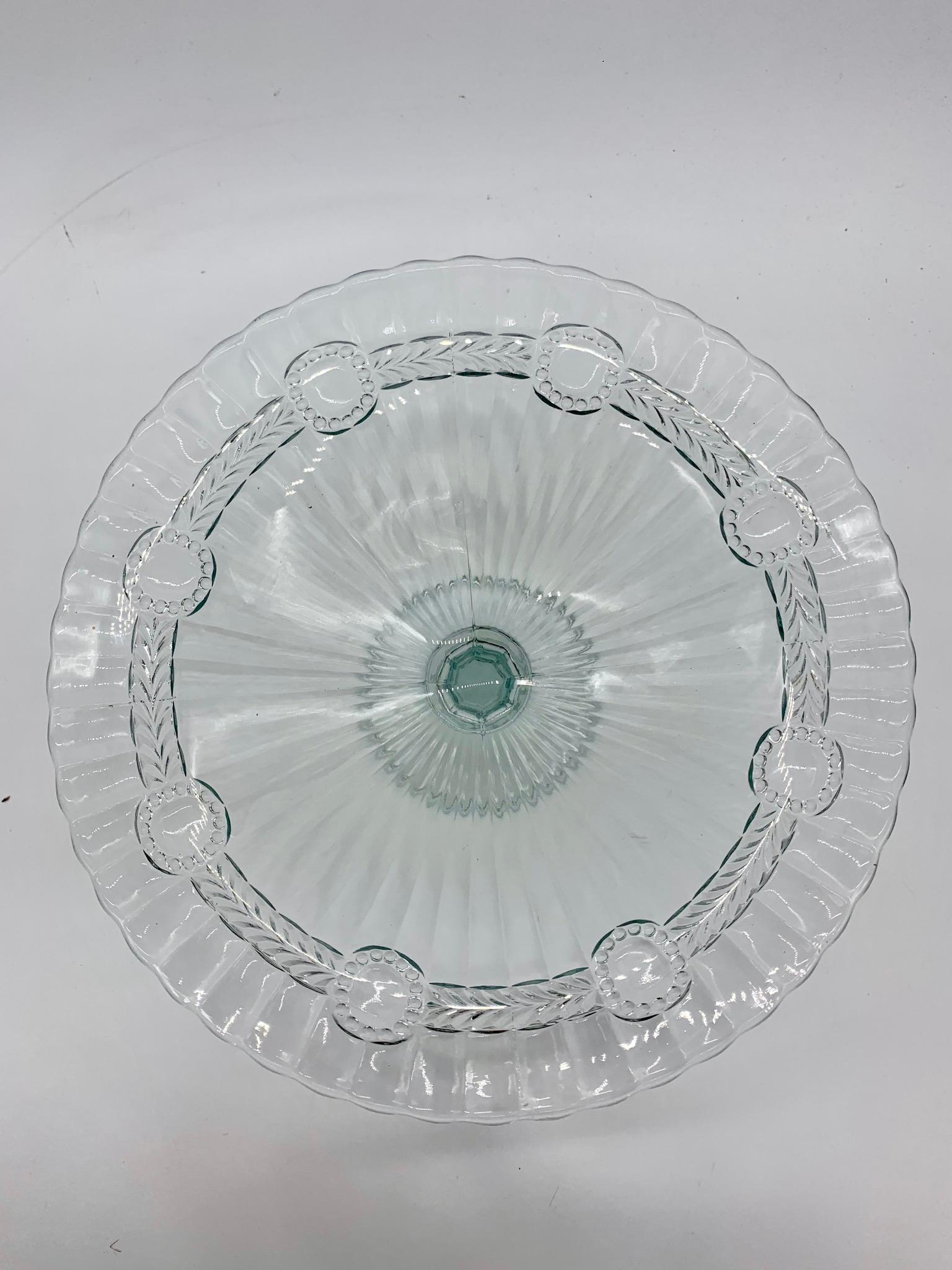 1920 Jugendstil Tortenheber:: Glasschale:: Tortenständer (Geschliffenes Glas) im Angebot