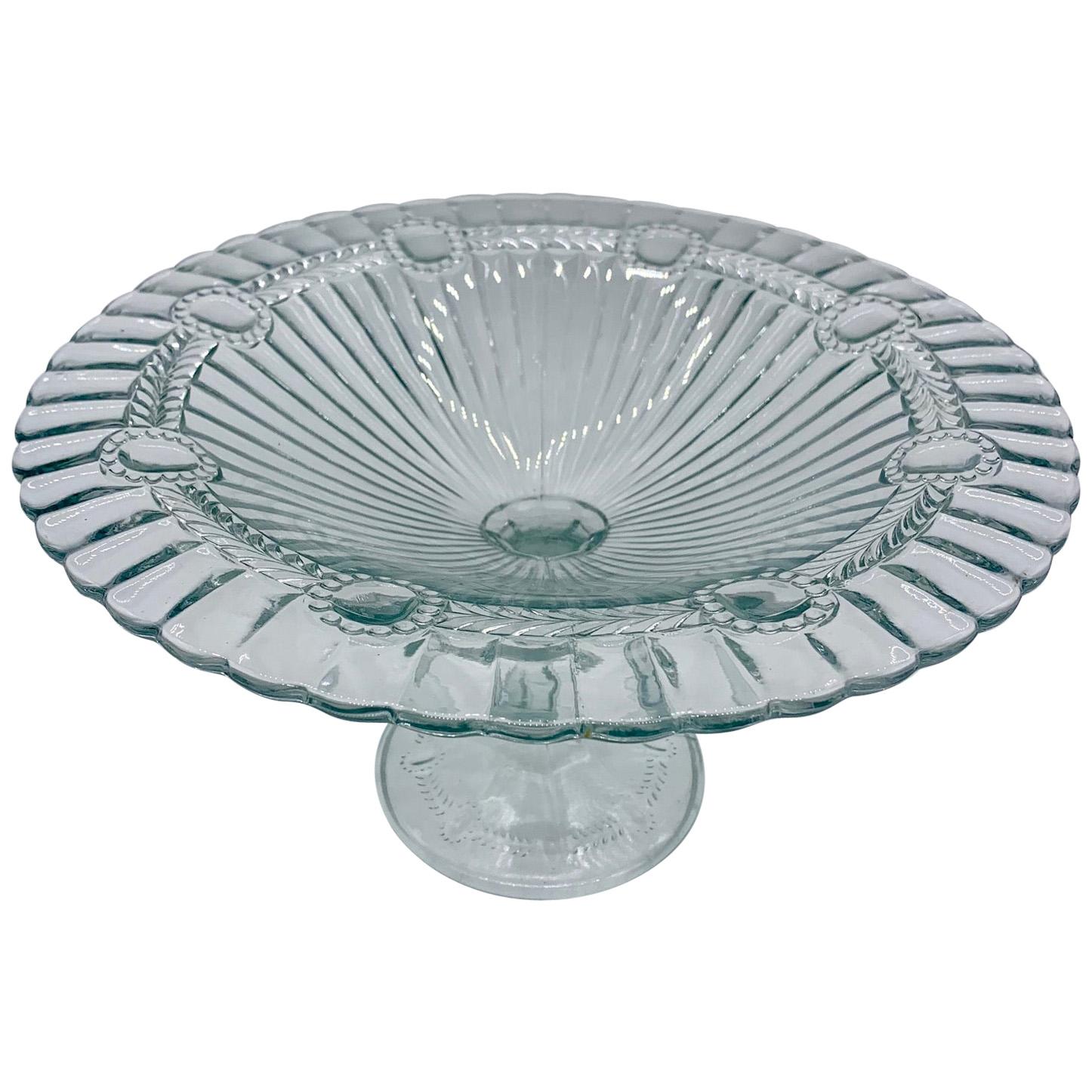 1920 Art Nouveau Tier Server, Glass Bowl, Cake Stand