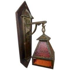 Grande applique Arts & Crafts de 1920 en cuivre et laiton